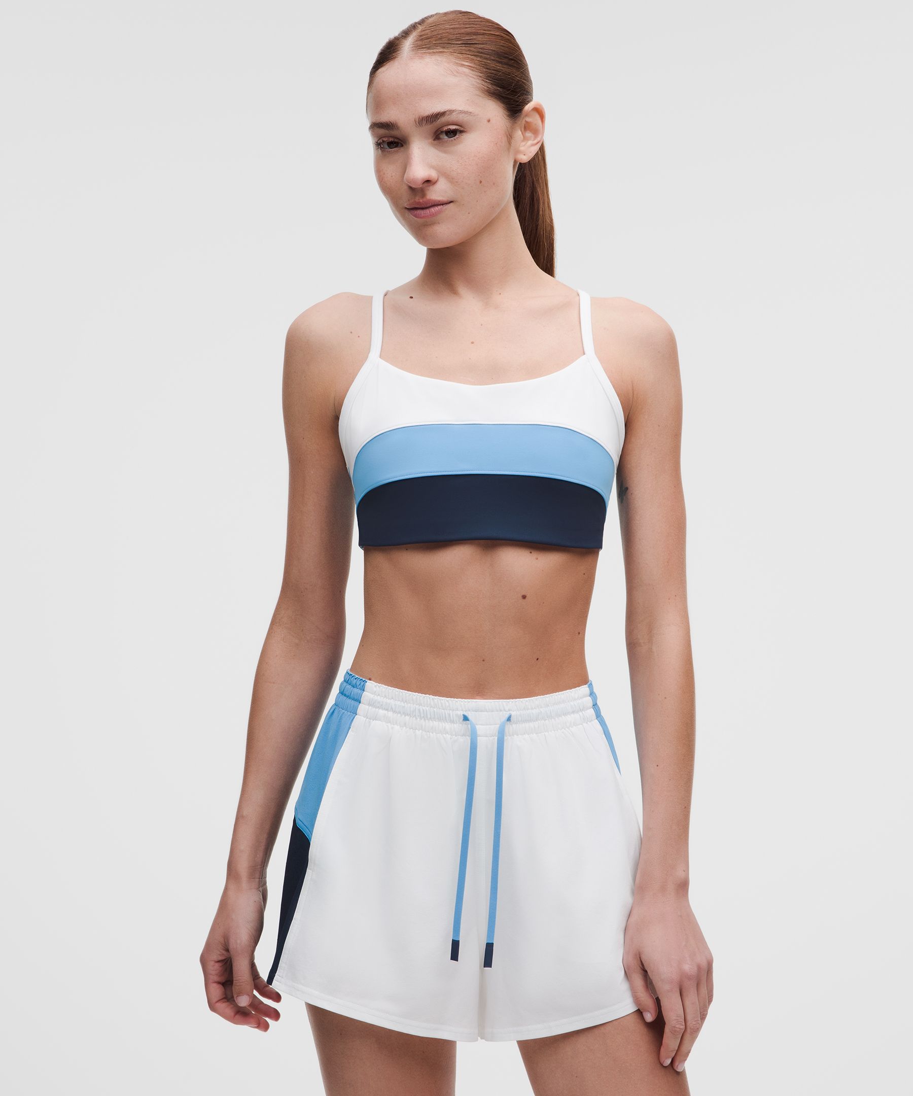 lululemon  Scoopneck Racerback Tennis Bra Medium Support, B/C Cup - Size XXS - White,blue
