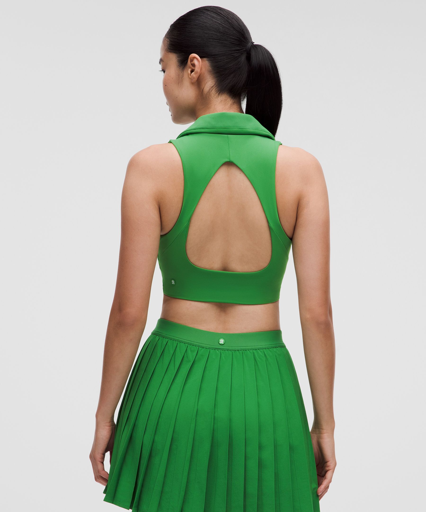 Collared Longline Ribbed Tennis Bra