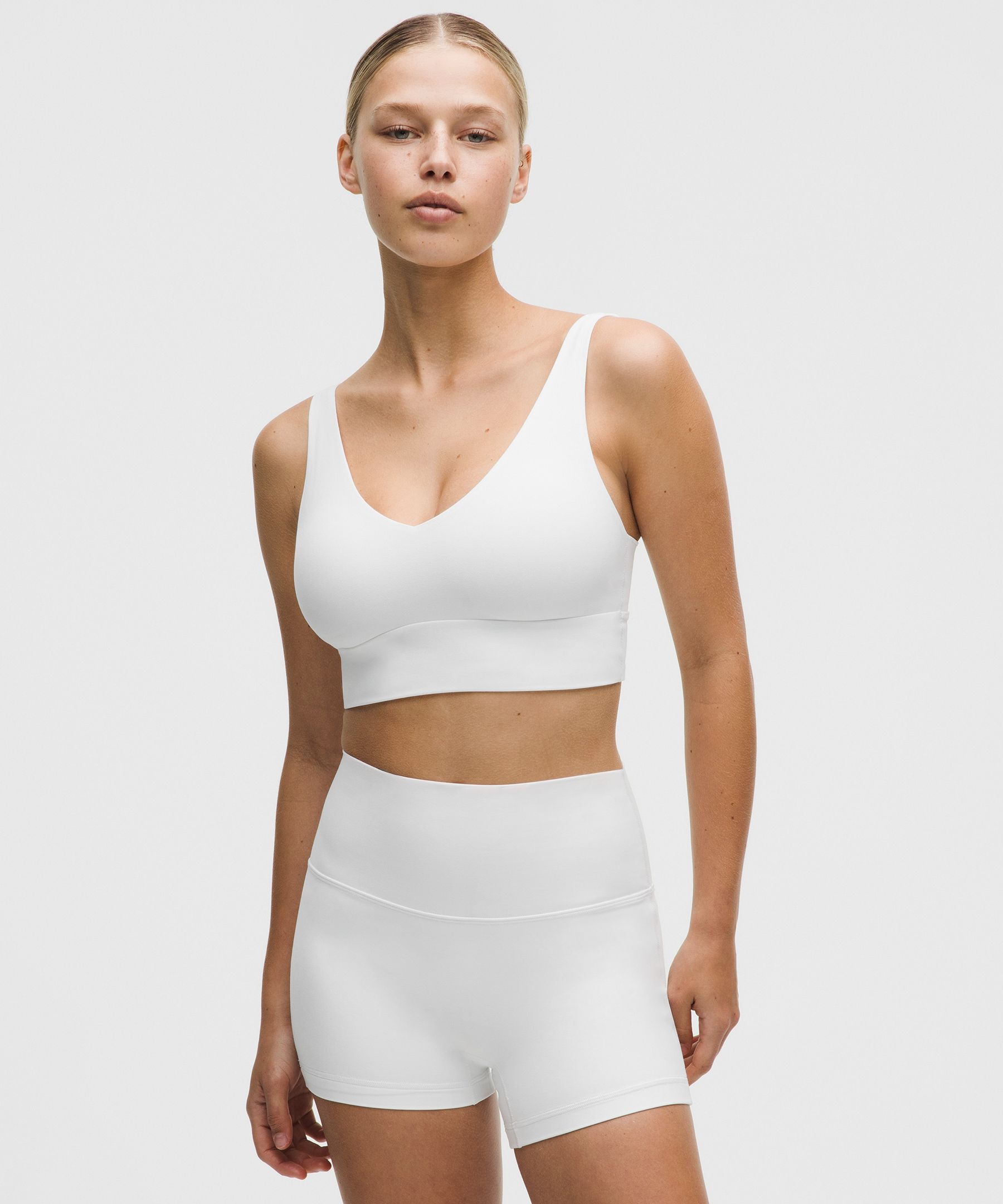 lululemon – Women’s Focuser V-Neck Sports Bra Light Support, C/D Cup – Color White – Size 6