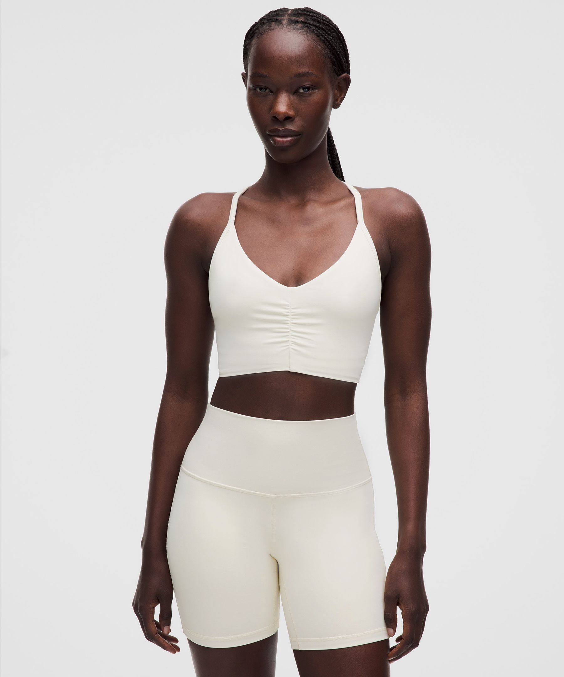 lululemon – Women’s Flow Y Ruched Sports Bra Light Support, B/C Cup – Color White – Size Large