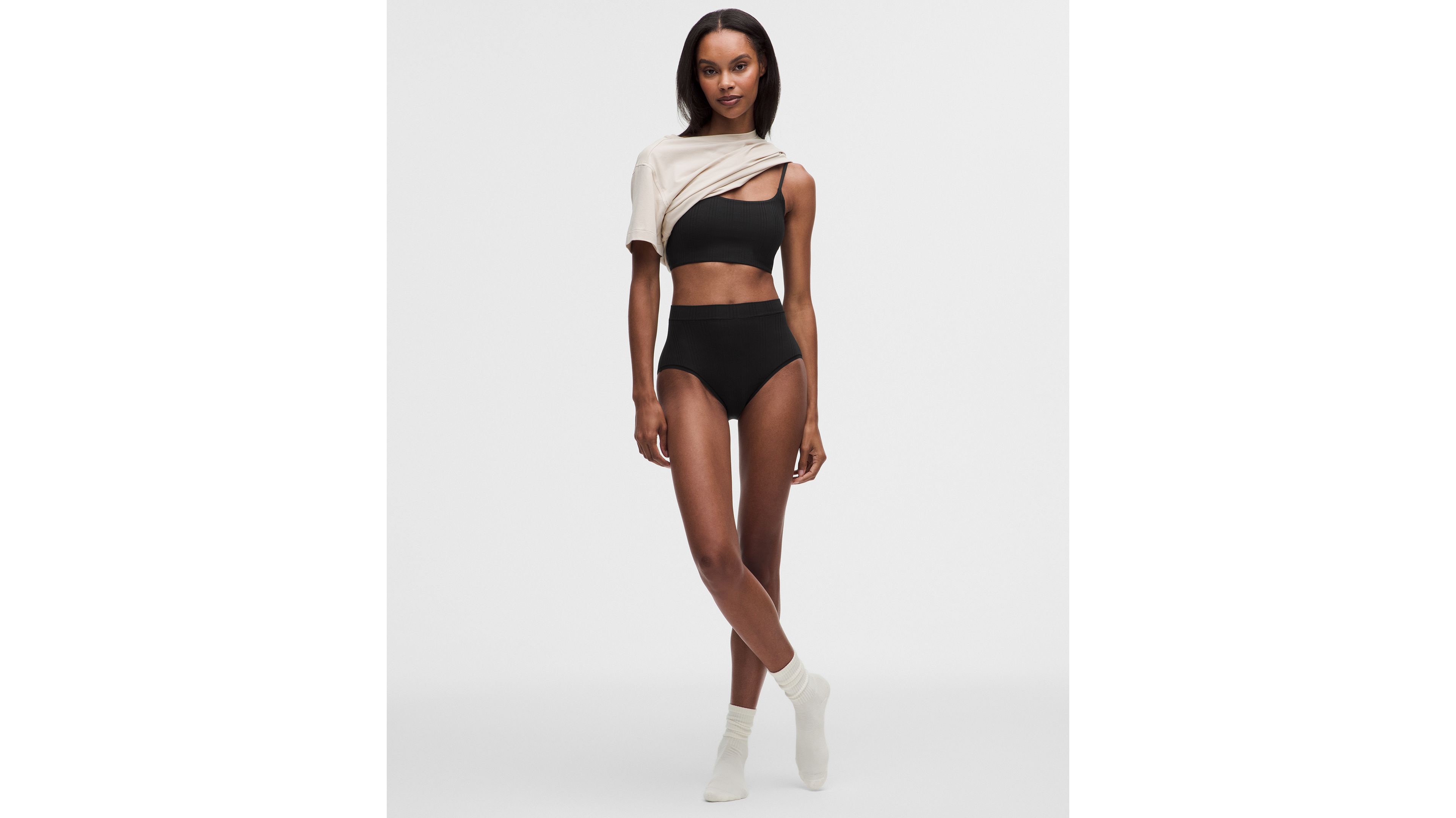 UnderEase Cami Strap Ribbed Longline Bralette A–C Cups