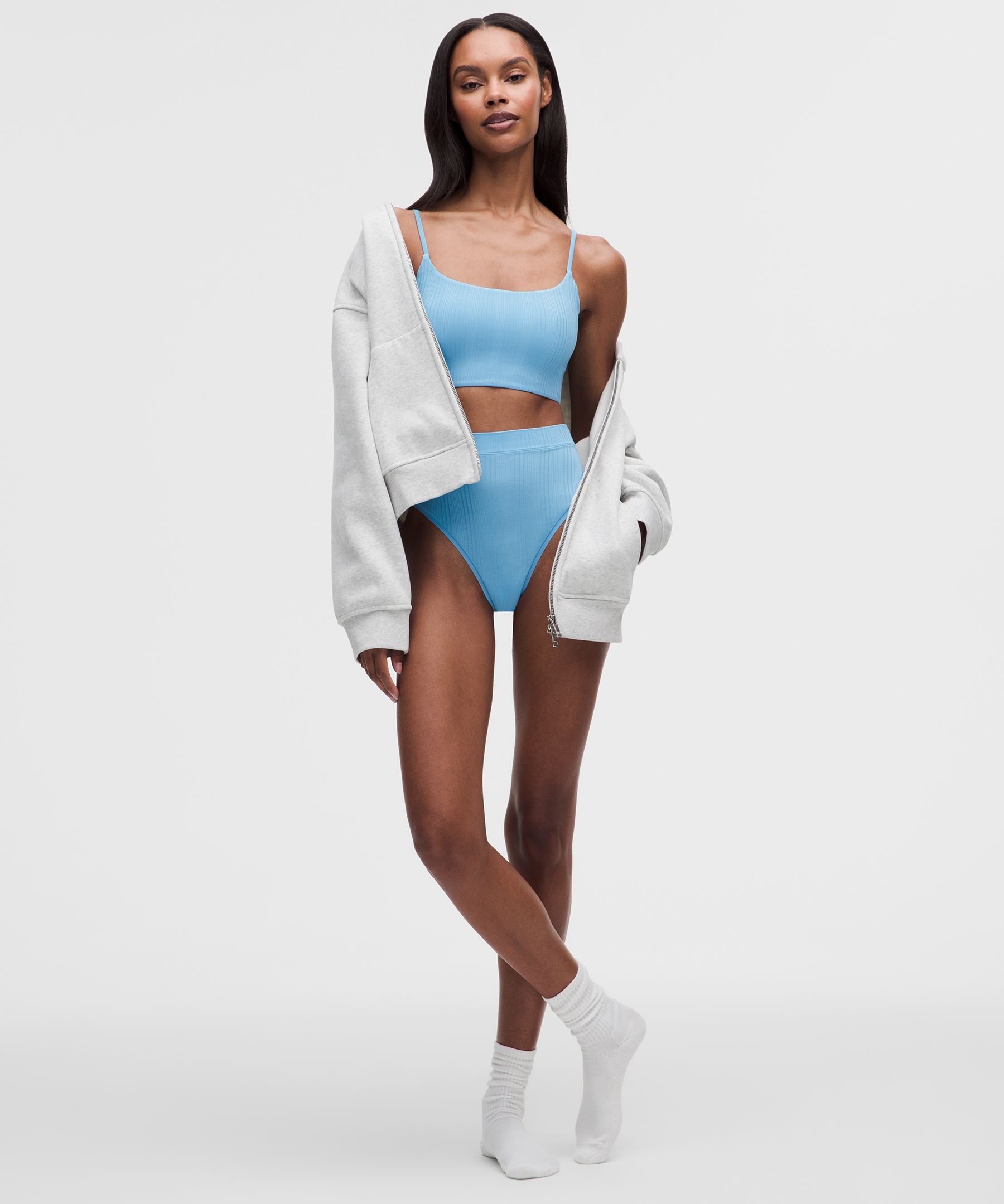 UnderEase Cami Strap Ribbed Longline Bralette A–C Cups