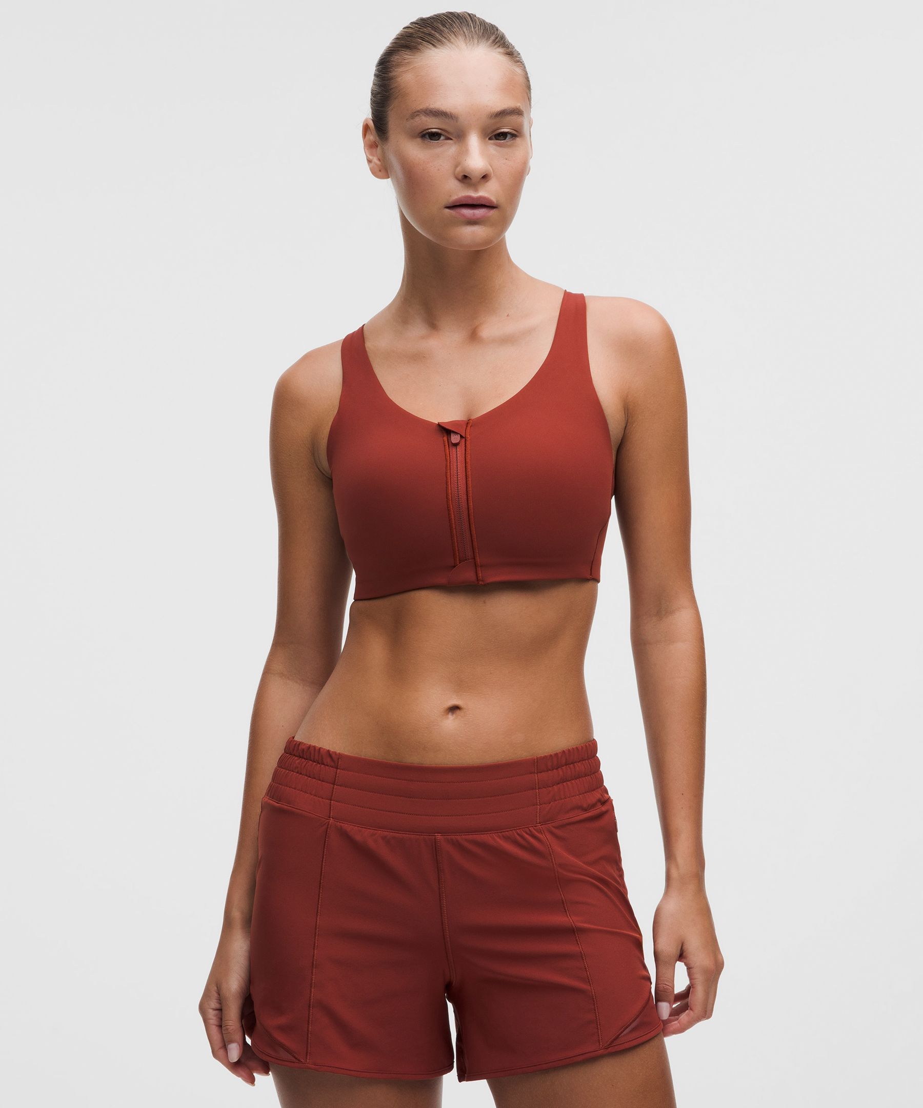lululemon – Women’s Energy Zip-Front Sports Bra High-Support, B-G Cups – Color Red – Size 6