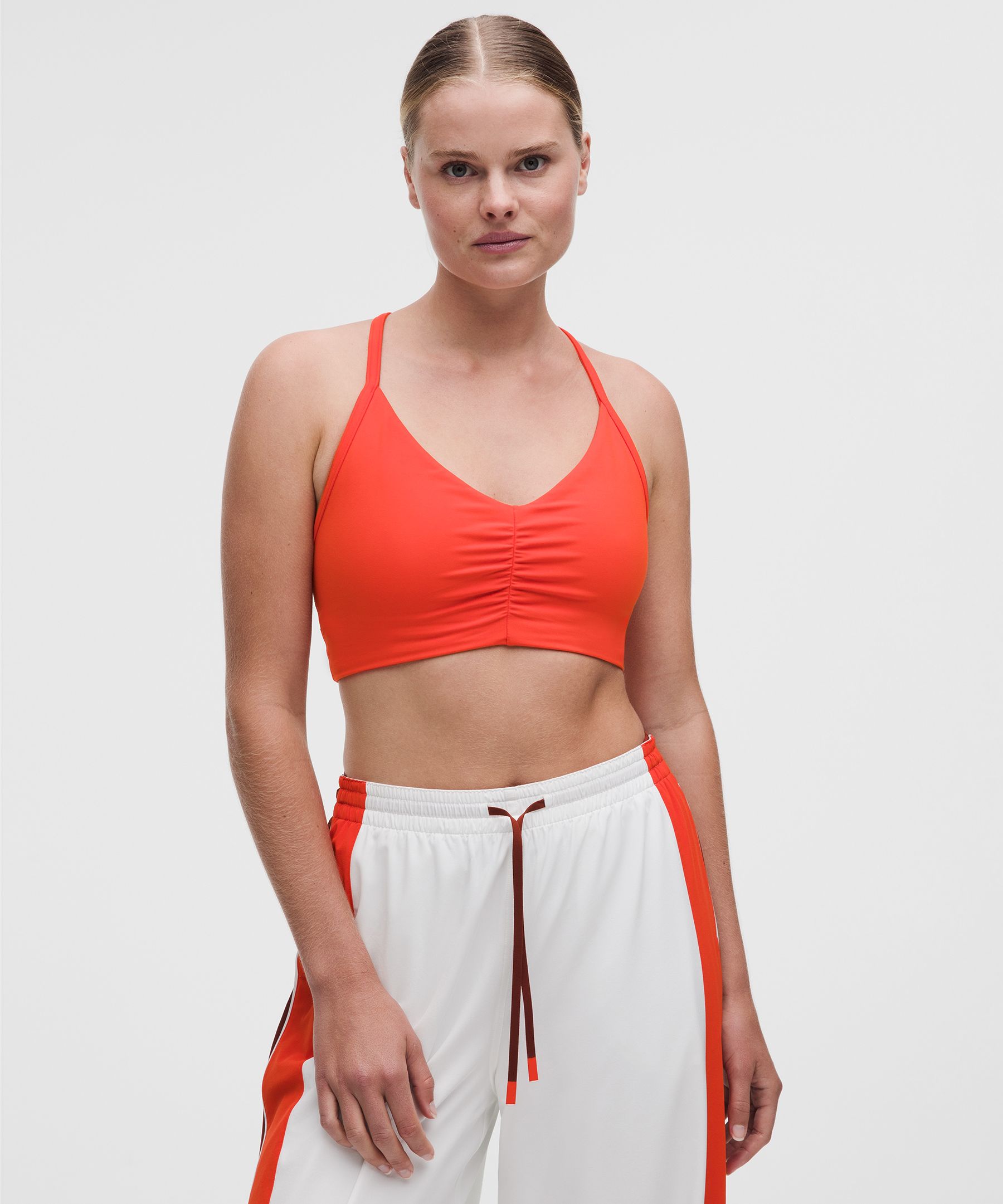 lululemon – Women’s Flow Y Ruched Sports Bra Light Support, B/C Cup – Color Red – Size Medium