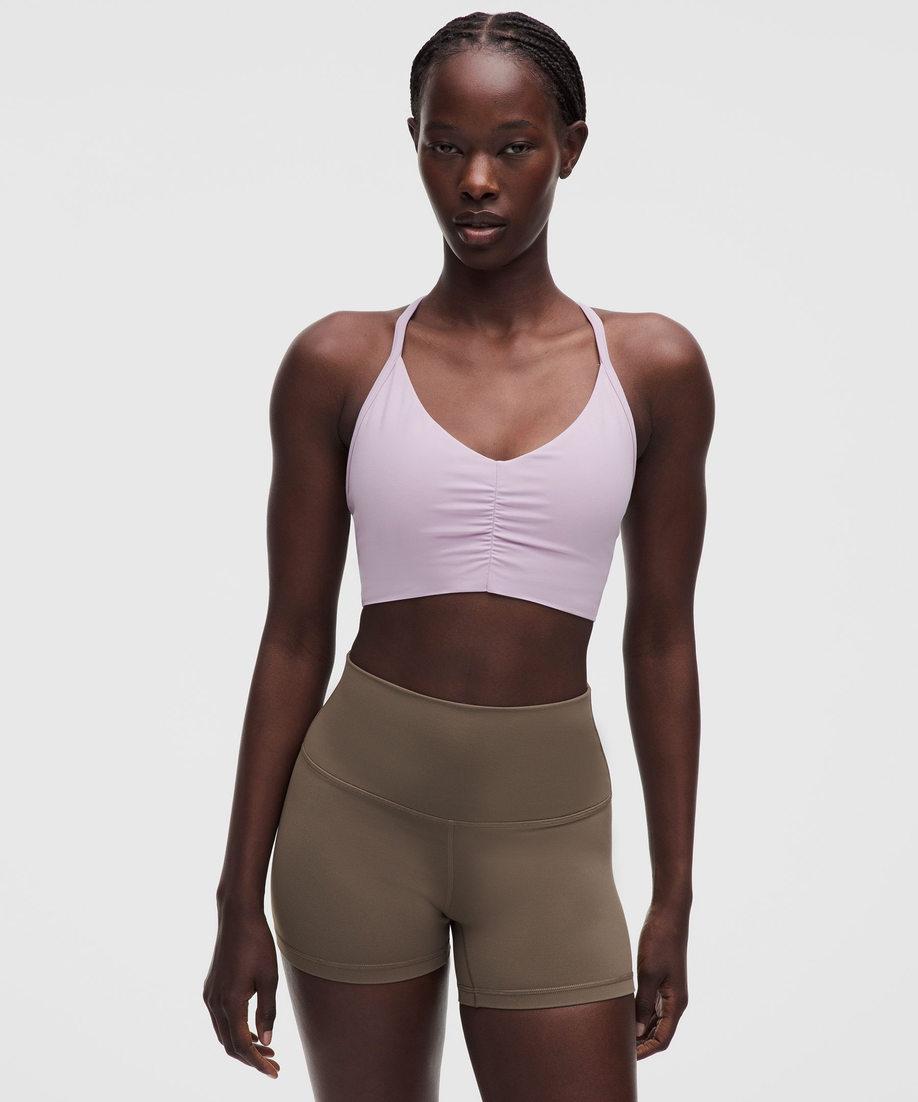 lululemon – Women’s Flow Y Ruched Sports Bra Light Support, B/C Cup – Color Purple – Size Large