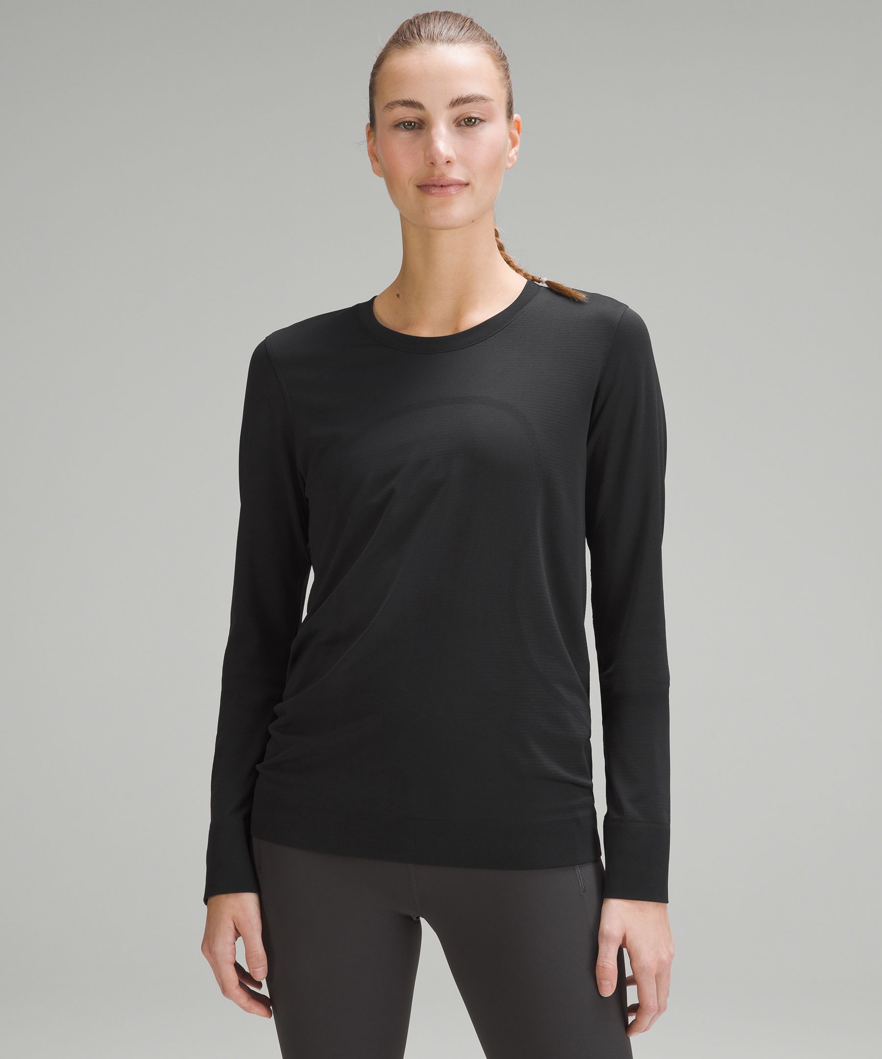 Lululemon Training Swiftly Relaxed Long-Sleeve Shirt - Black/Neutral - Size 4
