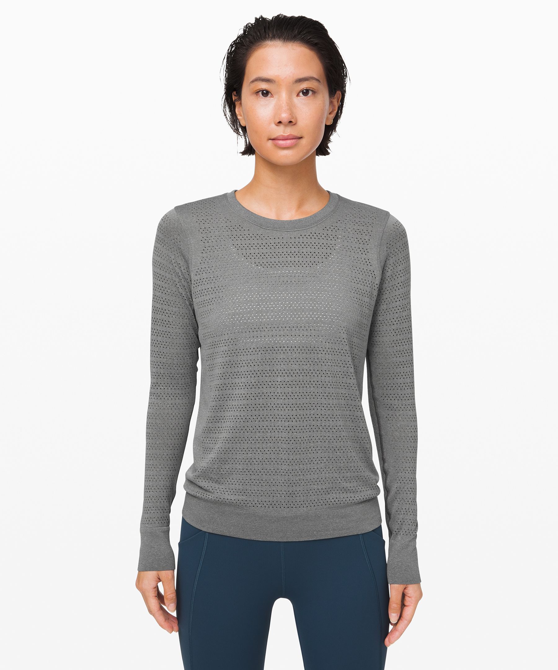 Lululemon Runderful Long Sleeve In Incognito Camo Htr Black