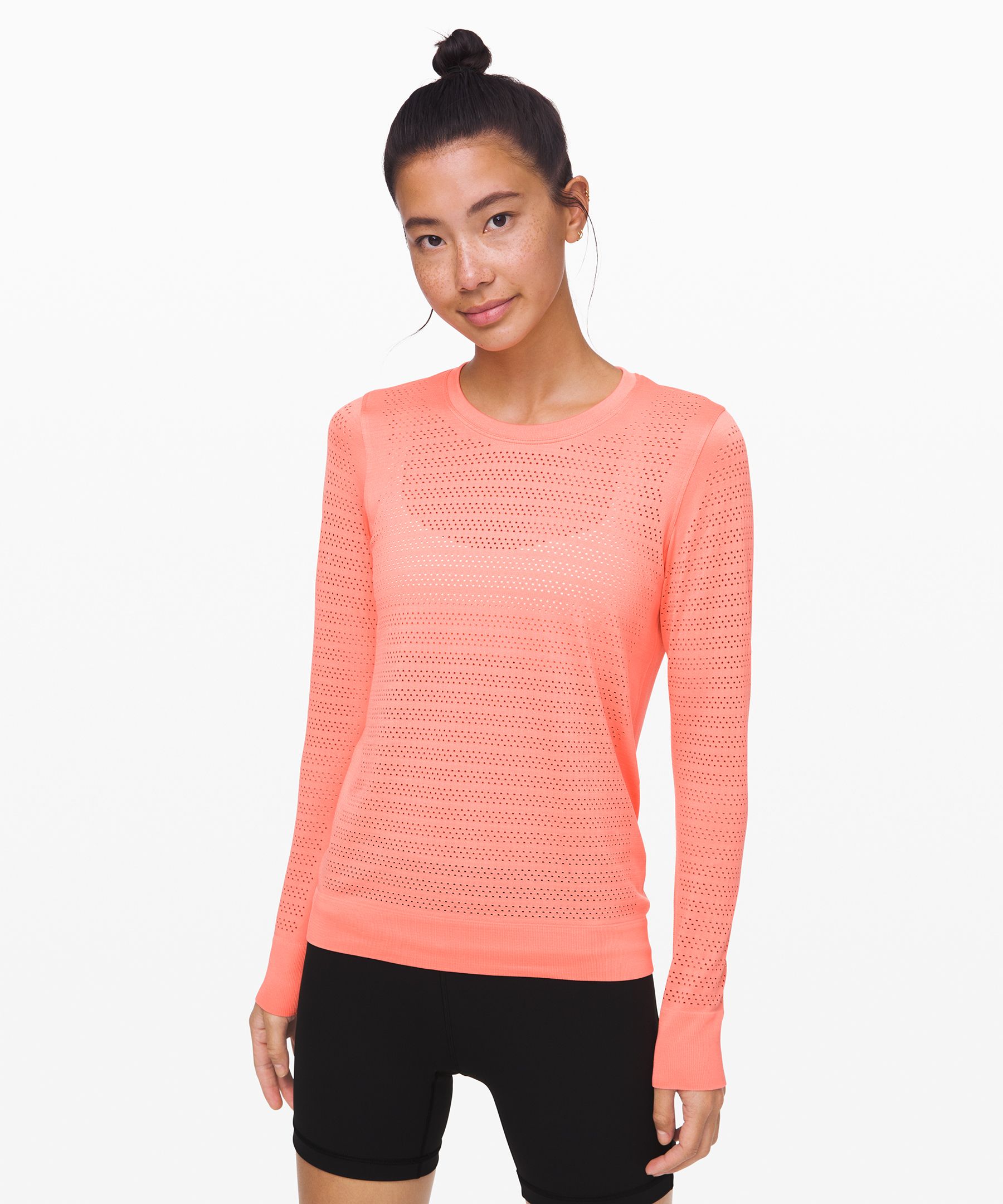 Lululemon Breeze By Long Sleeve *squad In Light Coral/light Coral