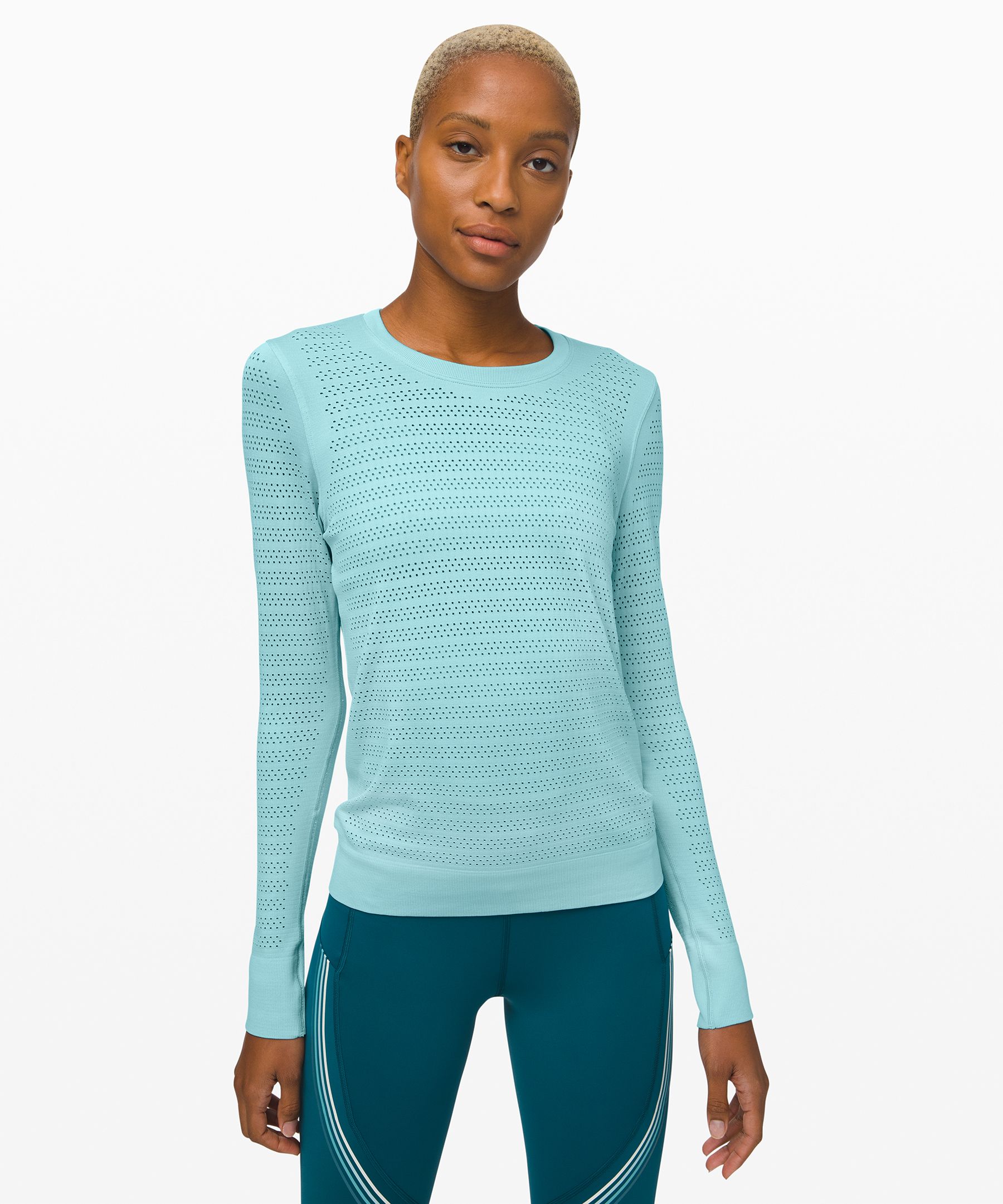 Lululemon Breeze By Long Sleeve *squad In Sea Frost/sea Frost