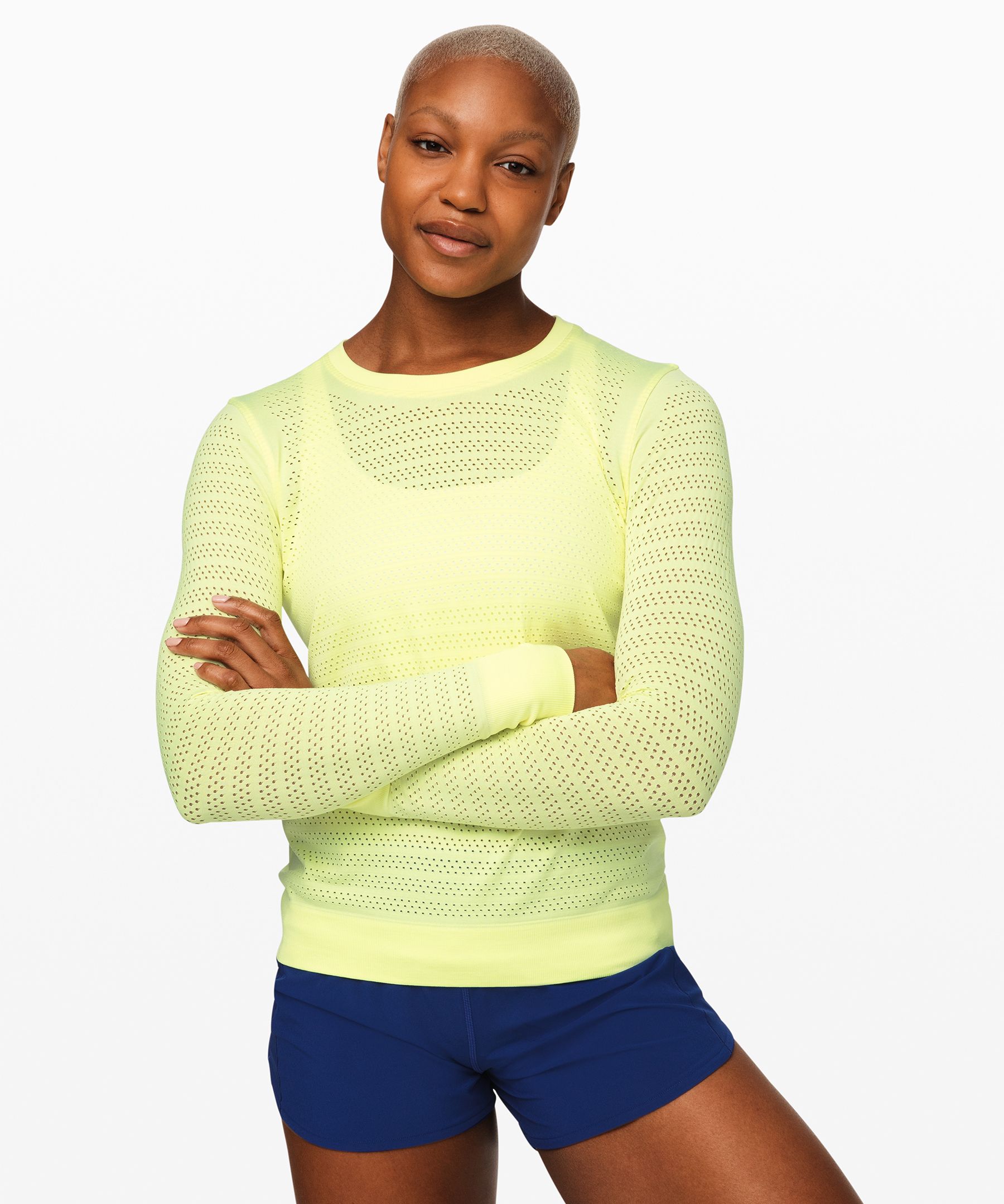 Lululemon Breeze By Long Sleeve *squad In Florid Flash/florid Flash