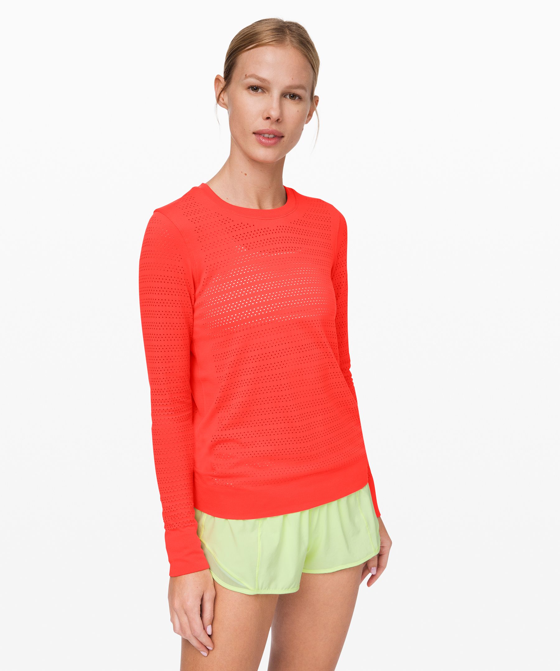 Lululemon Breeze By Long Sleeve *squad In Thermal Red/thermal Red