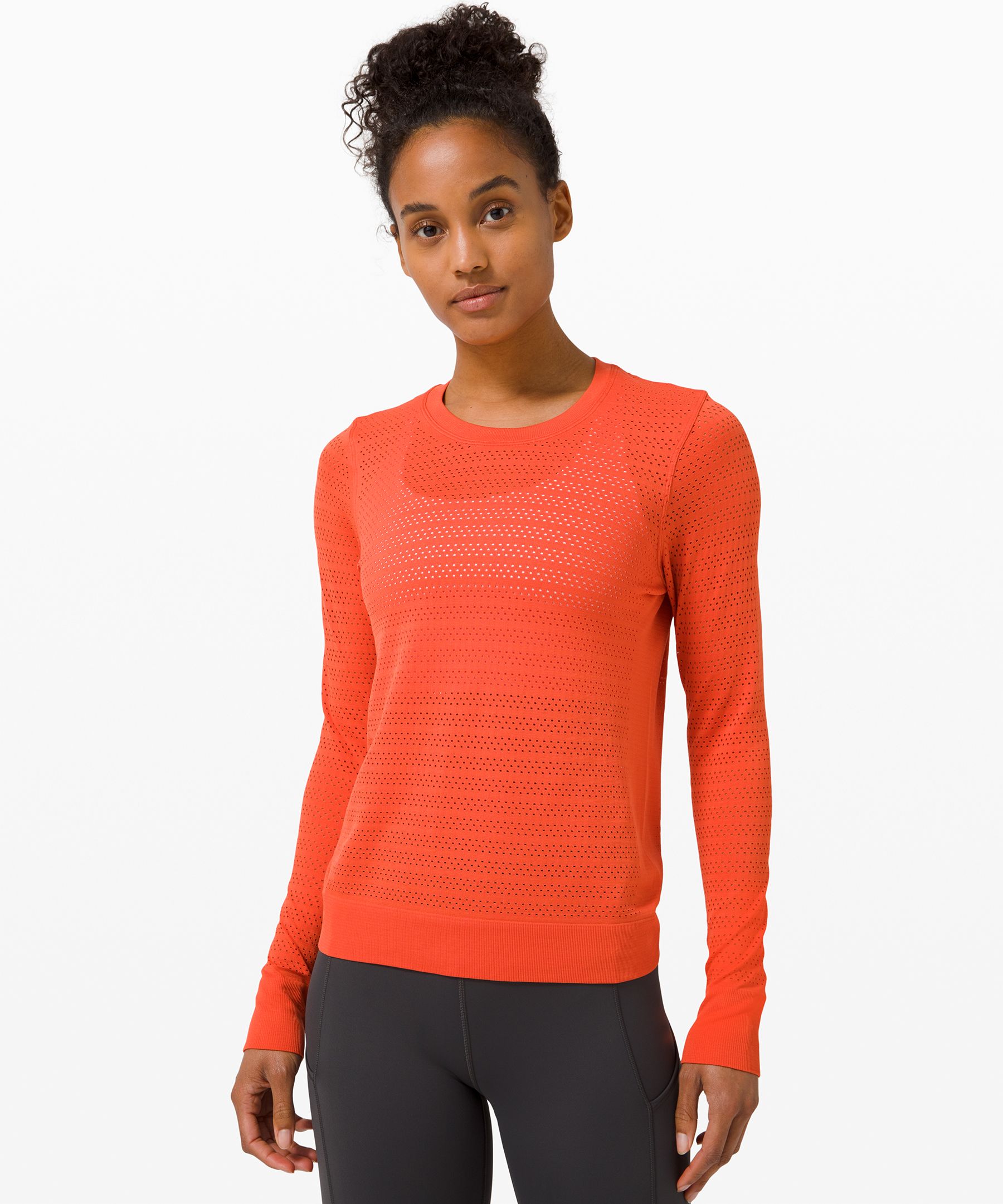 Lululemon Breeze By Long Sleeve *squad In Orange