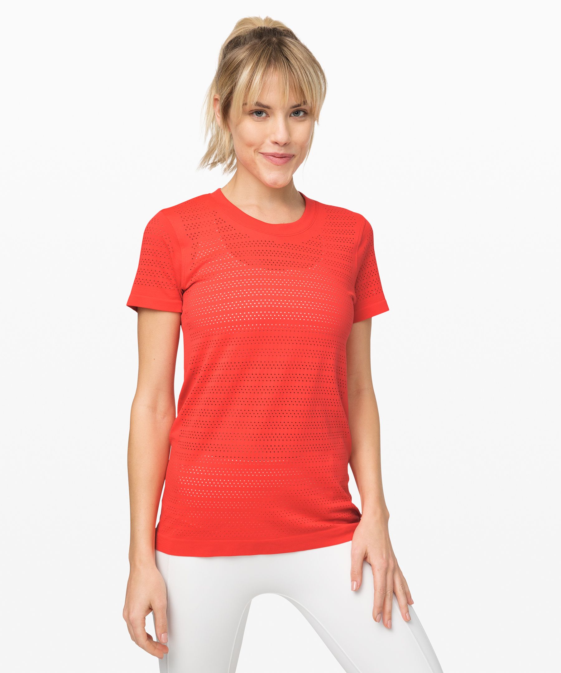 Lululemon Breeze By Short Sleeve *squad In Thermal Red/thermal Red