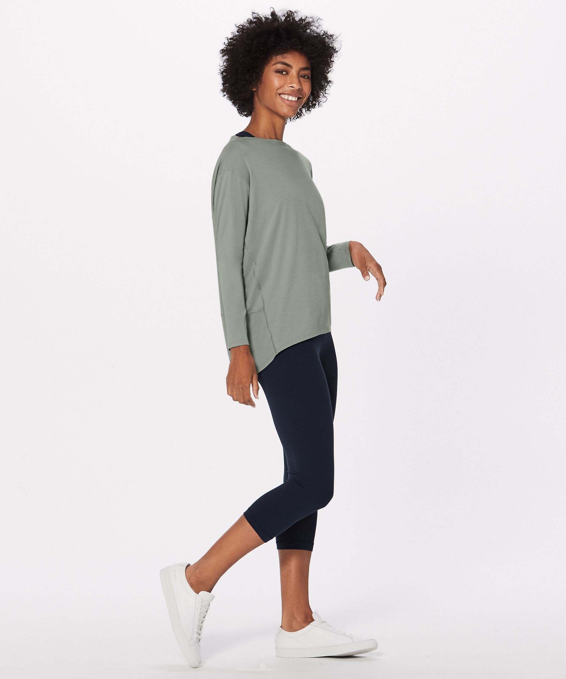 Lululemon Back In Action Long Sleeve In Green