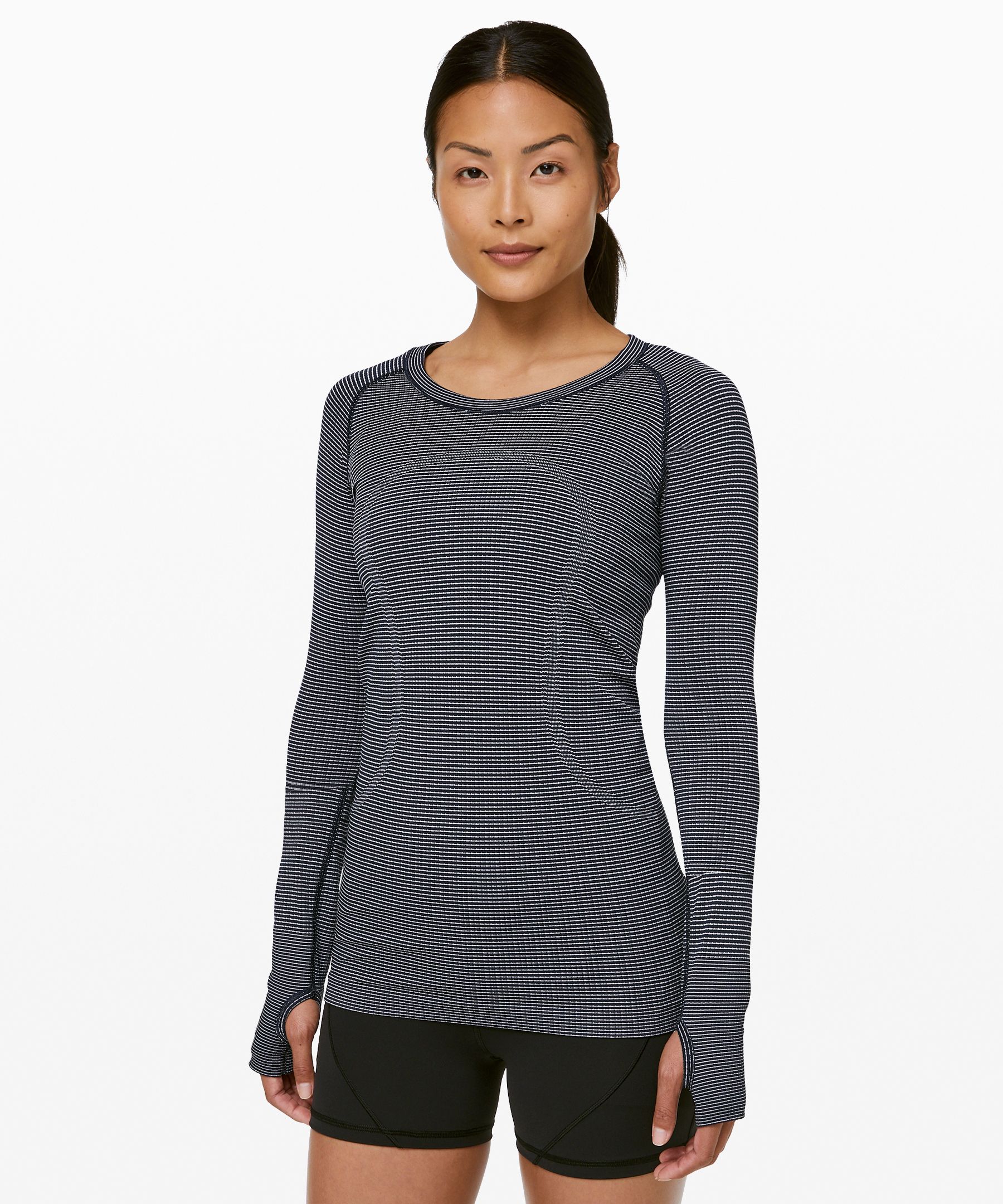 Lululemon Swiftly Tech Long Sleeve Crew In True Navy/white