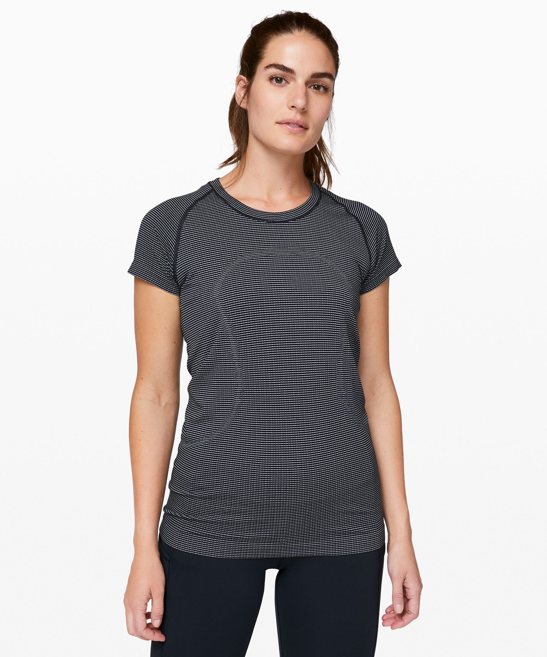 Lululemon Swiftly Tech Short Sleeve Crew In True Navy/white