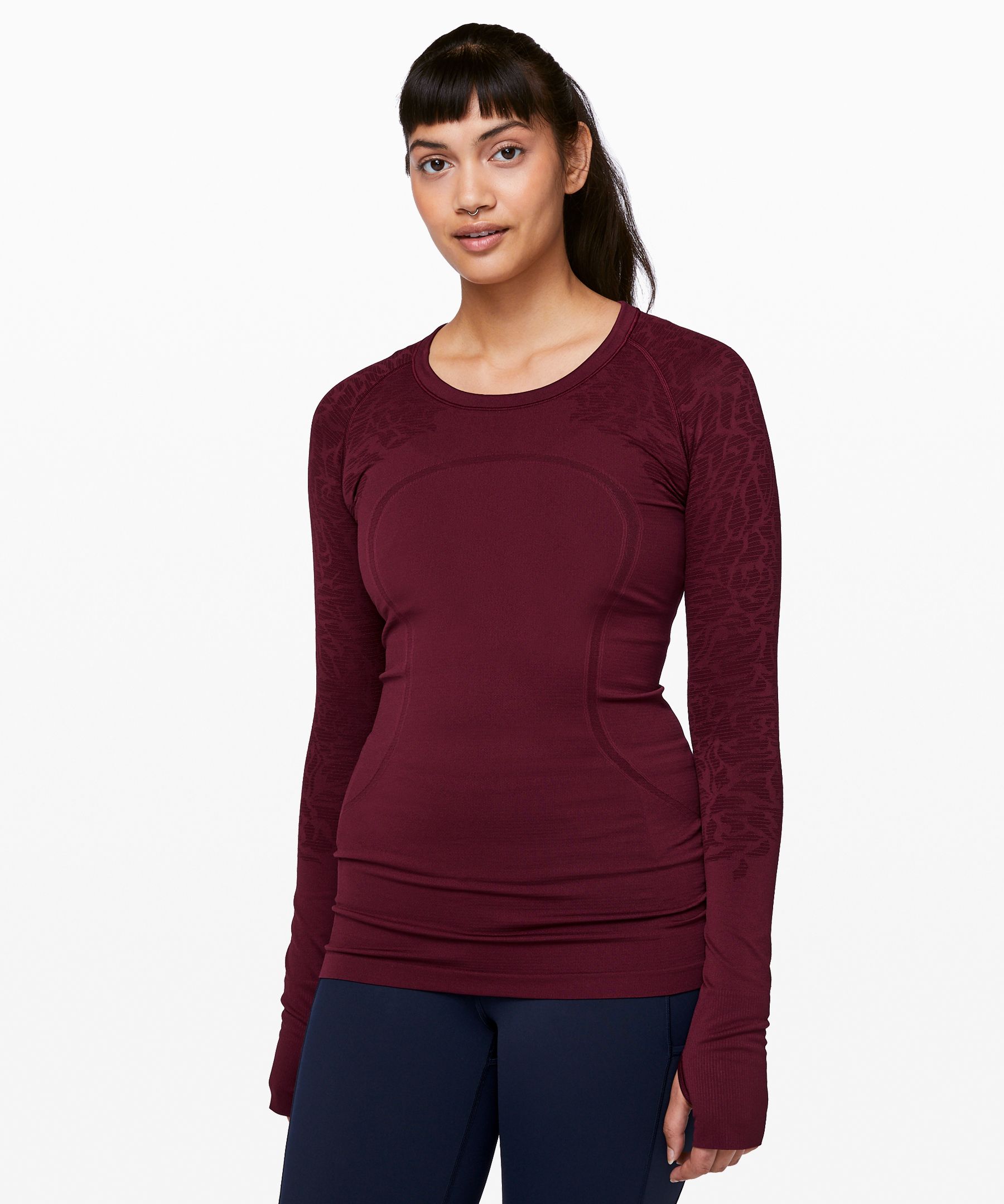 Lululemon Swiftly Tech Long Sleeve Crew In Deep Ruby/deep Ruby