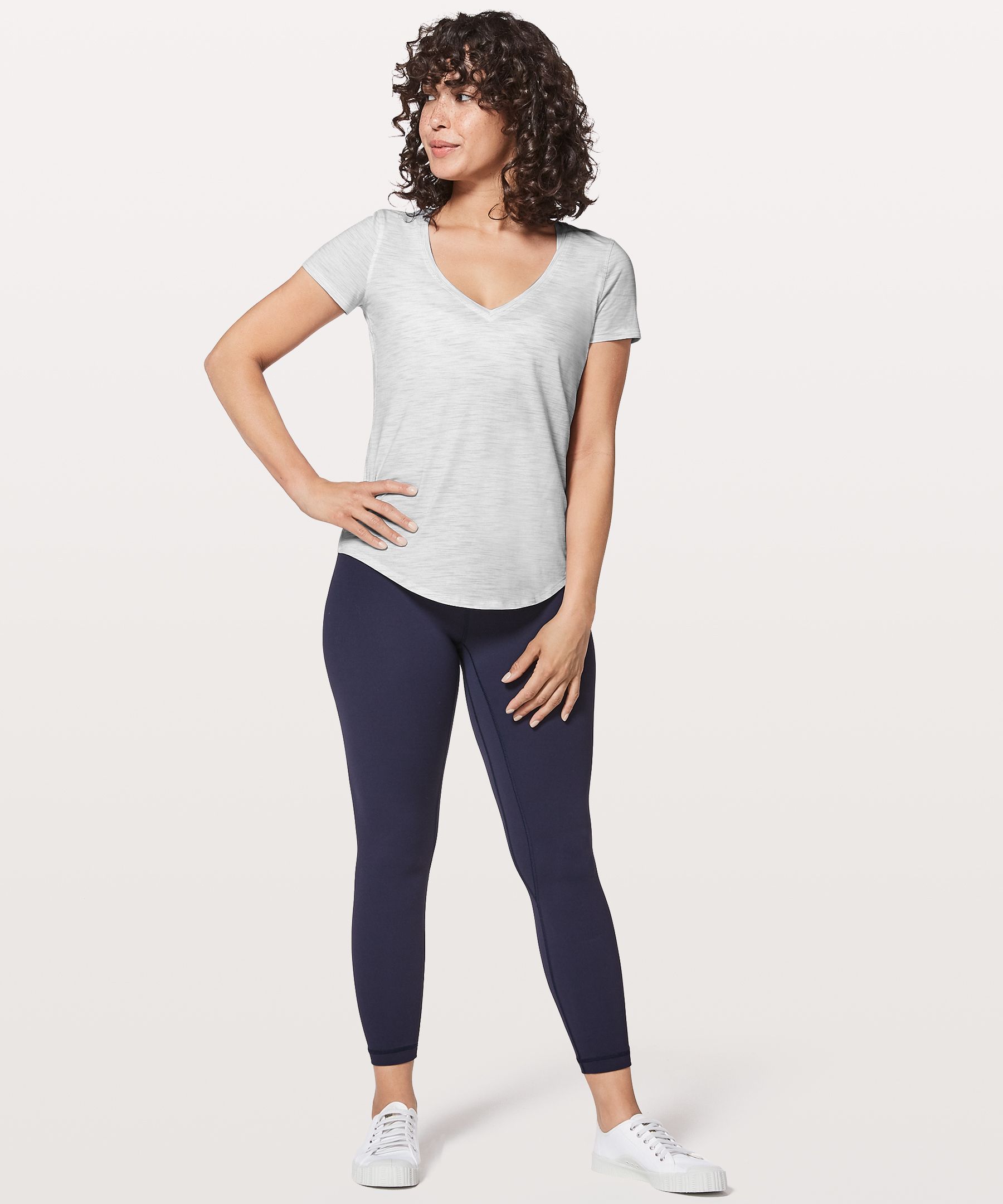 Lululemon Love Tee Short Sleeve V-neck T-shirt *curved Hem In White