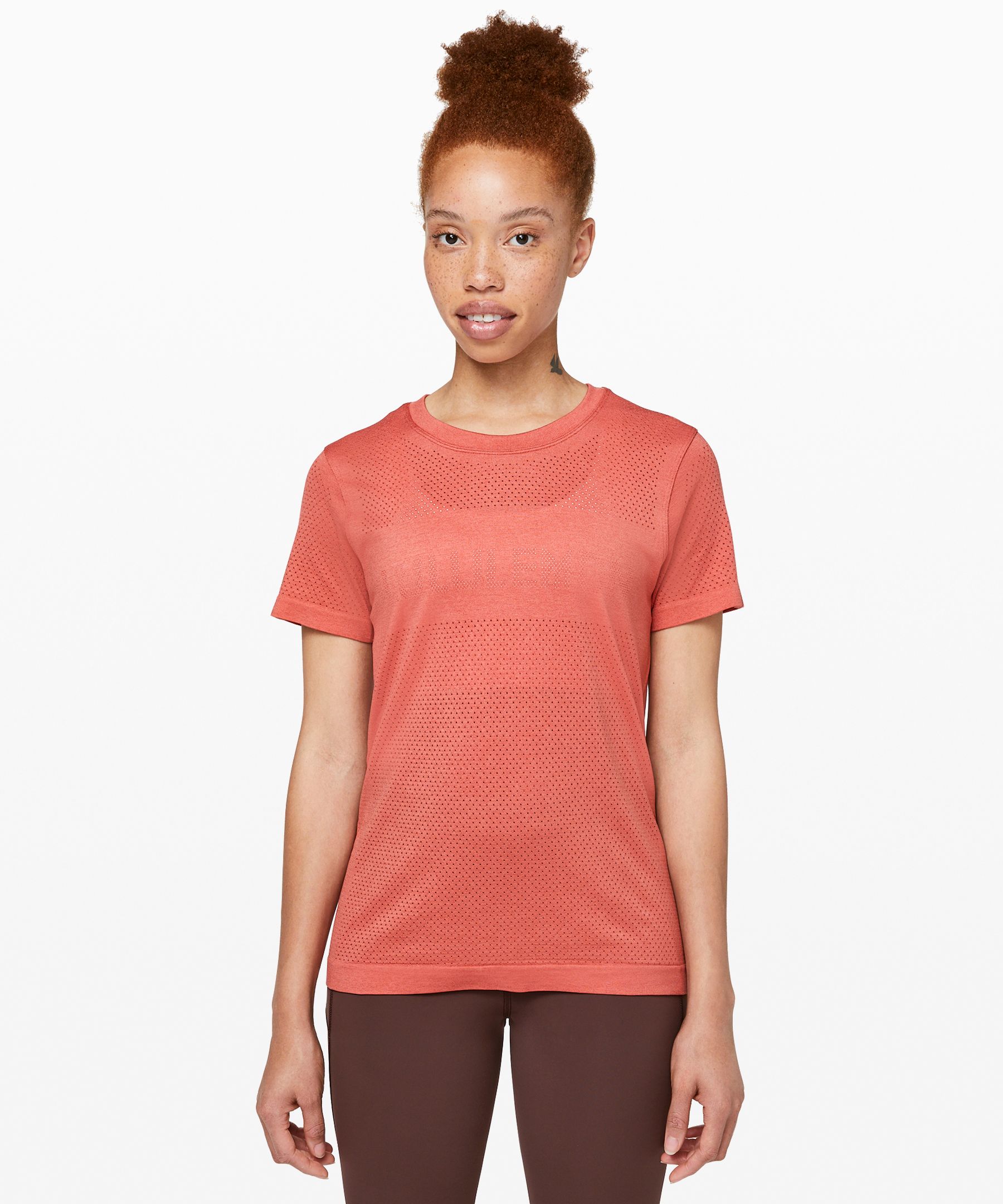 Lululemon Breeze By Short Sleeve * In Rustic Coral/rustic Coral