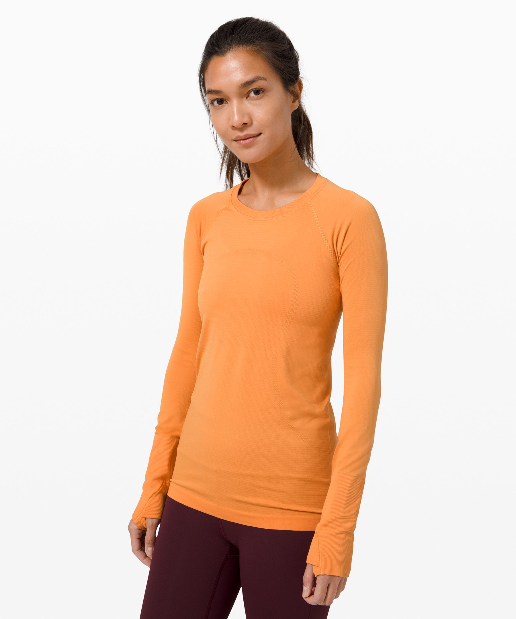 Lululemon Swiftly Tech Long Sleeve 2.0 In Orange