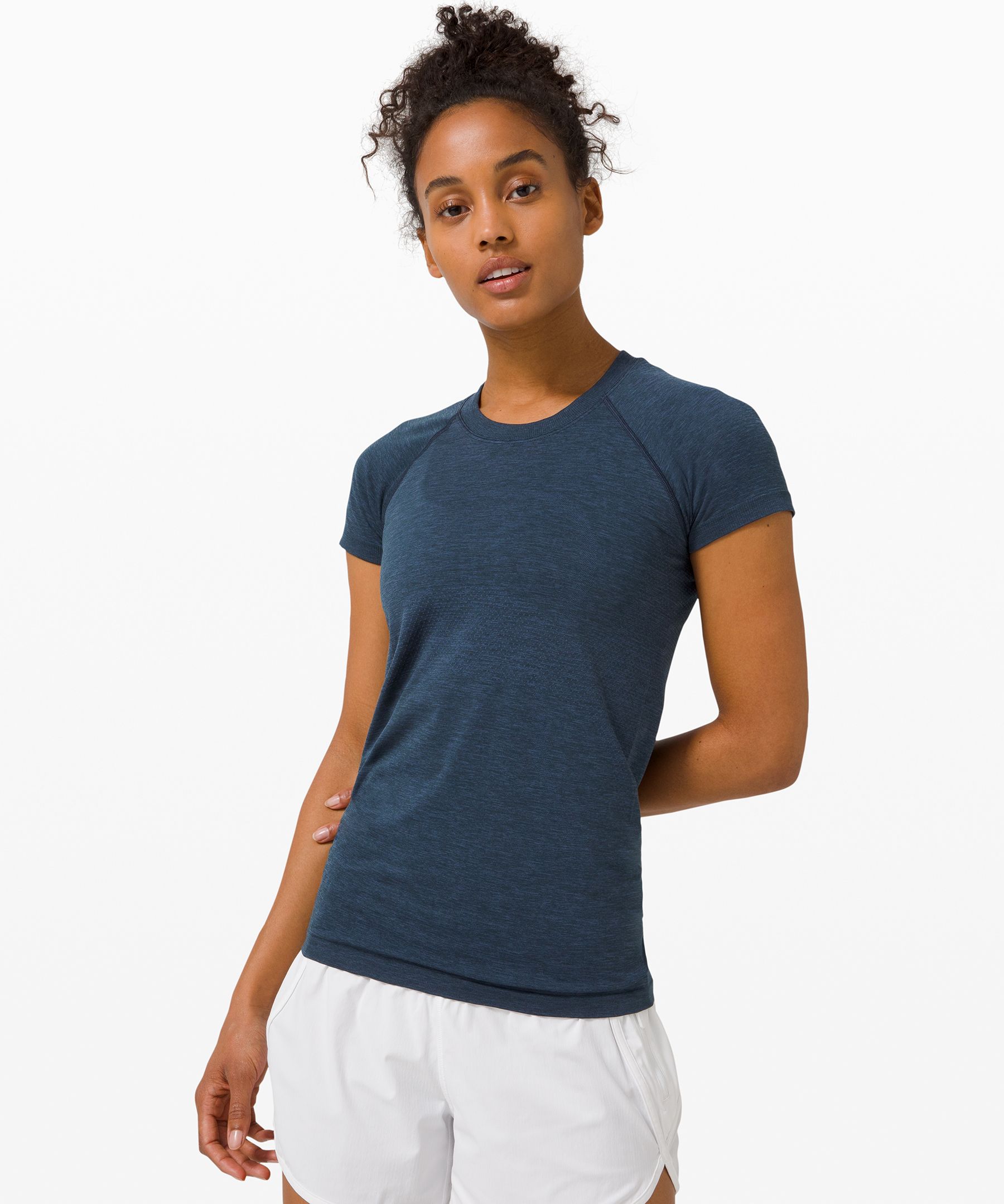 NEW Women Lululemon Swiftly Tech Short Sleeve 2.0 True Navy/Iron