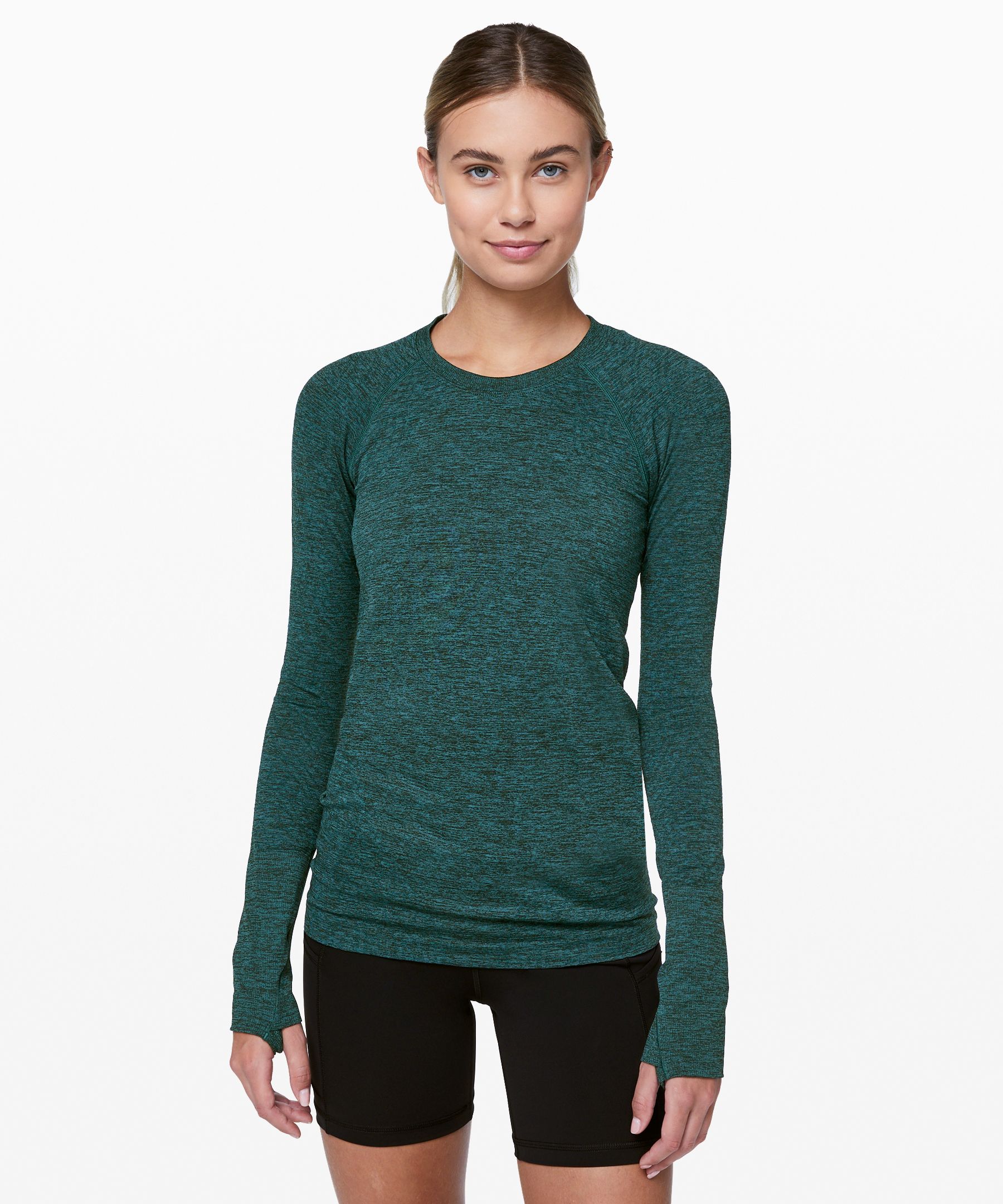 Lululemon Swiftly Speed Long Sleeve In Bermuda Teal/black