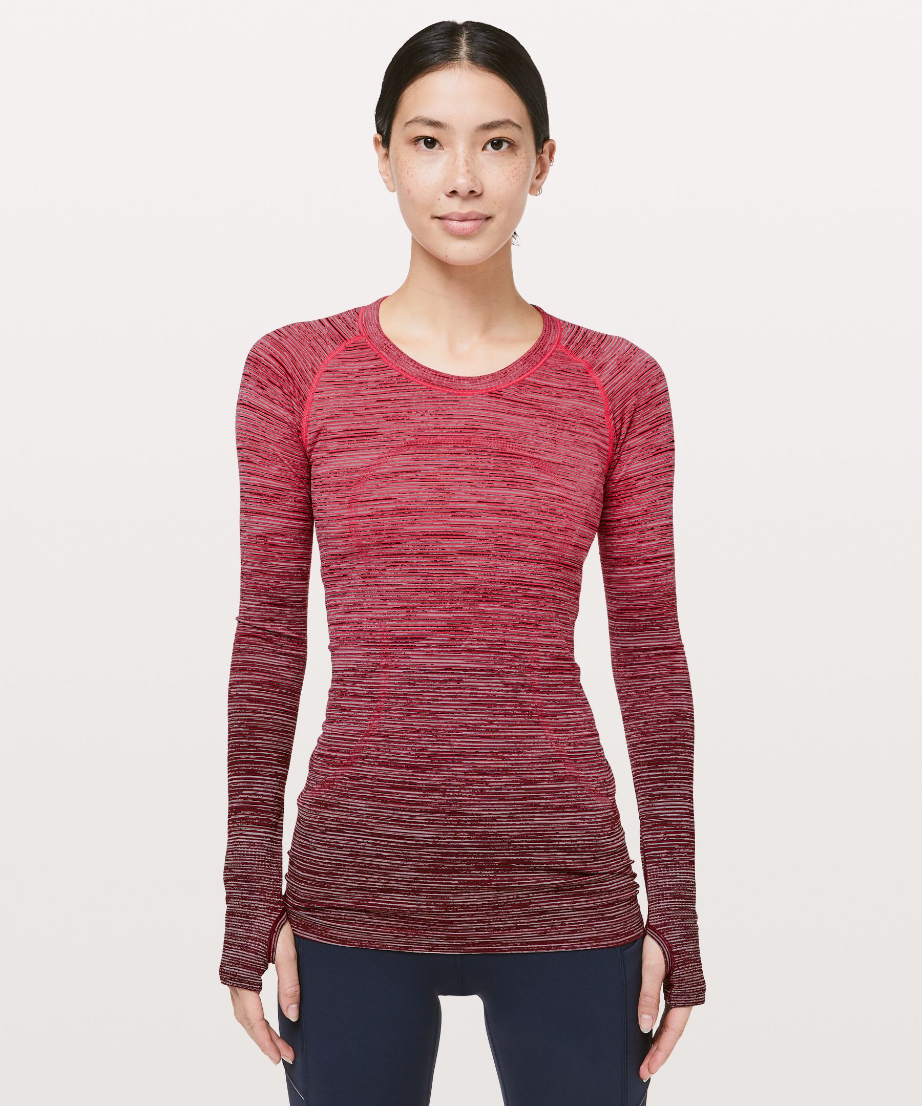 Lululemon Swiftly Tech Long Sleeve 2.0 - Deep Fuschia / Black - lulu  fanatics