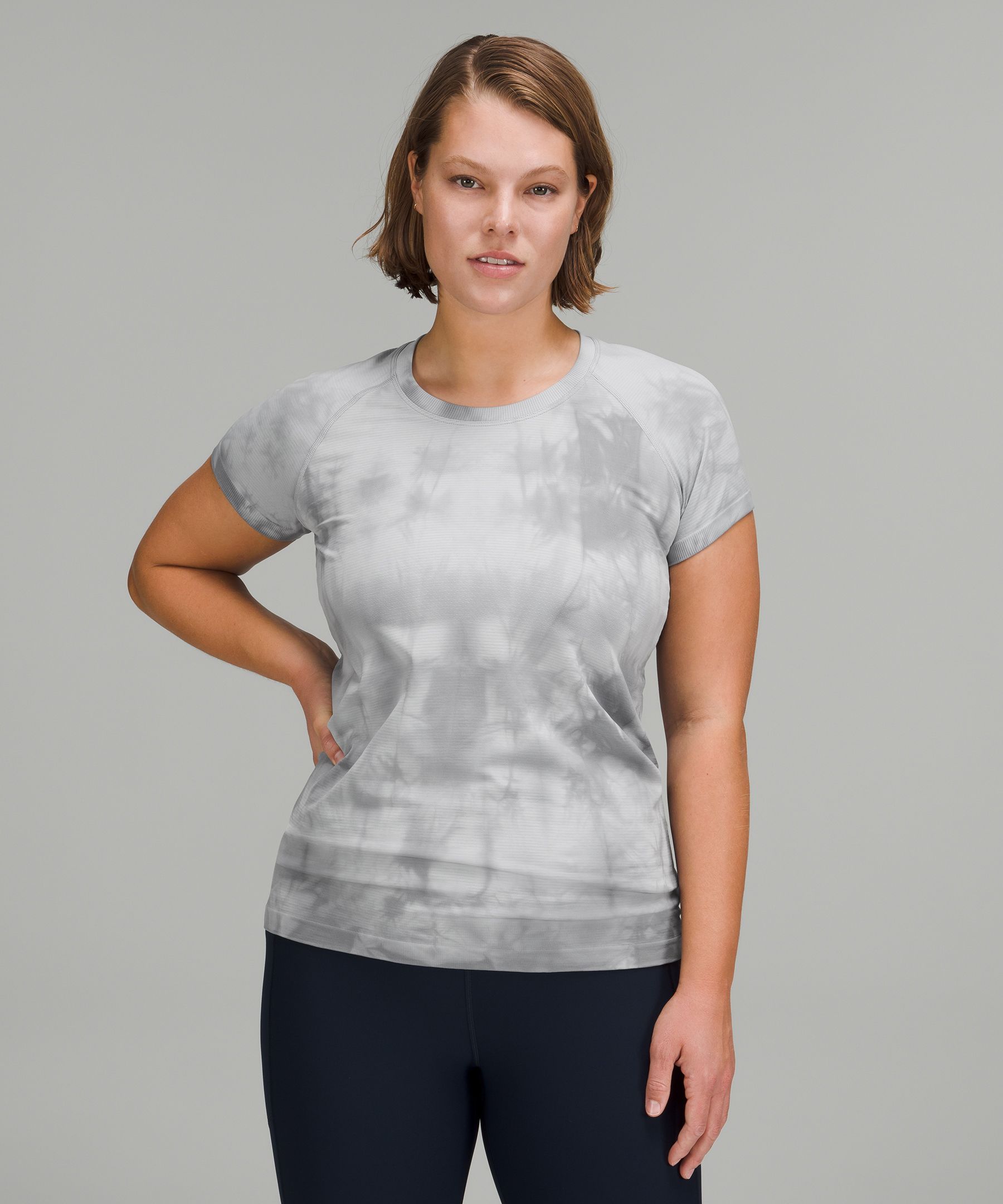 Lululemon Swiftly Tech Short Sleeve Shirt 2.0 In Marble Dye Rhino Grey