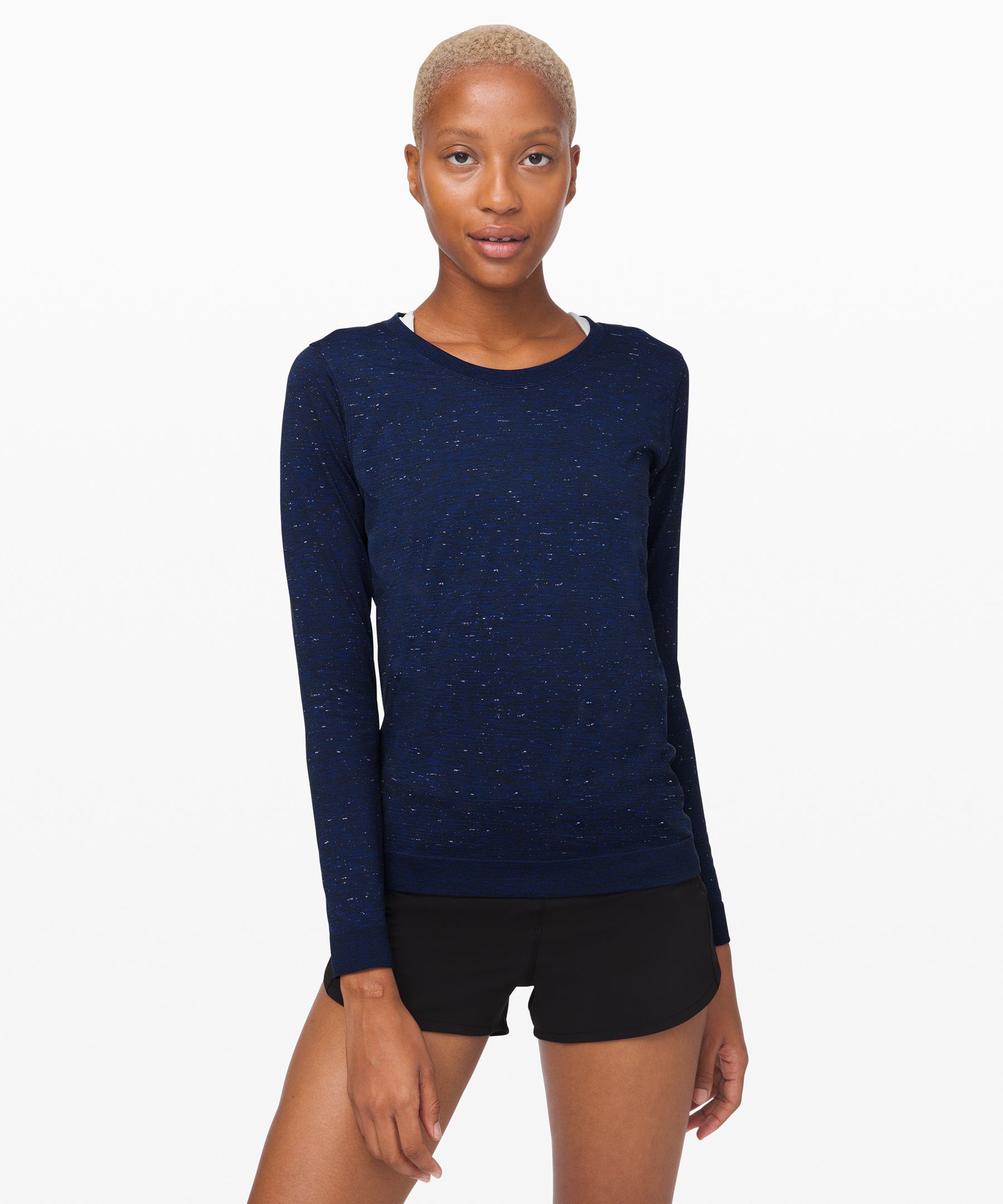 Lululemon Swiftly Relaxed Long Sleeve In Hyper Blue/white/black