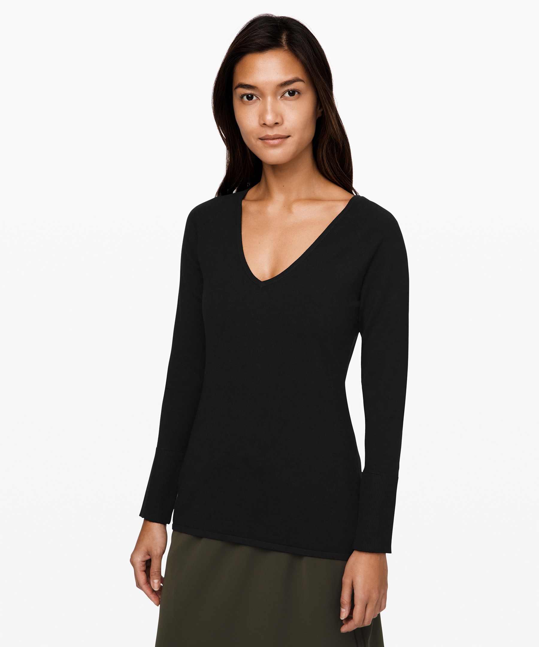 Lululemon Stand Steady V-neck Sweater *online Only In Black | ModeSens