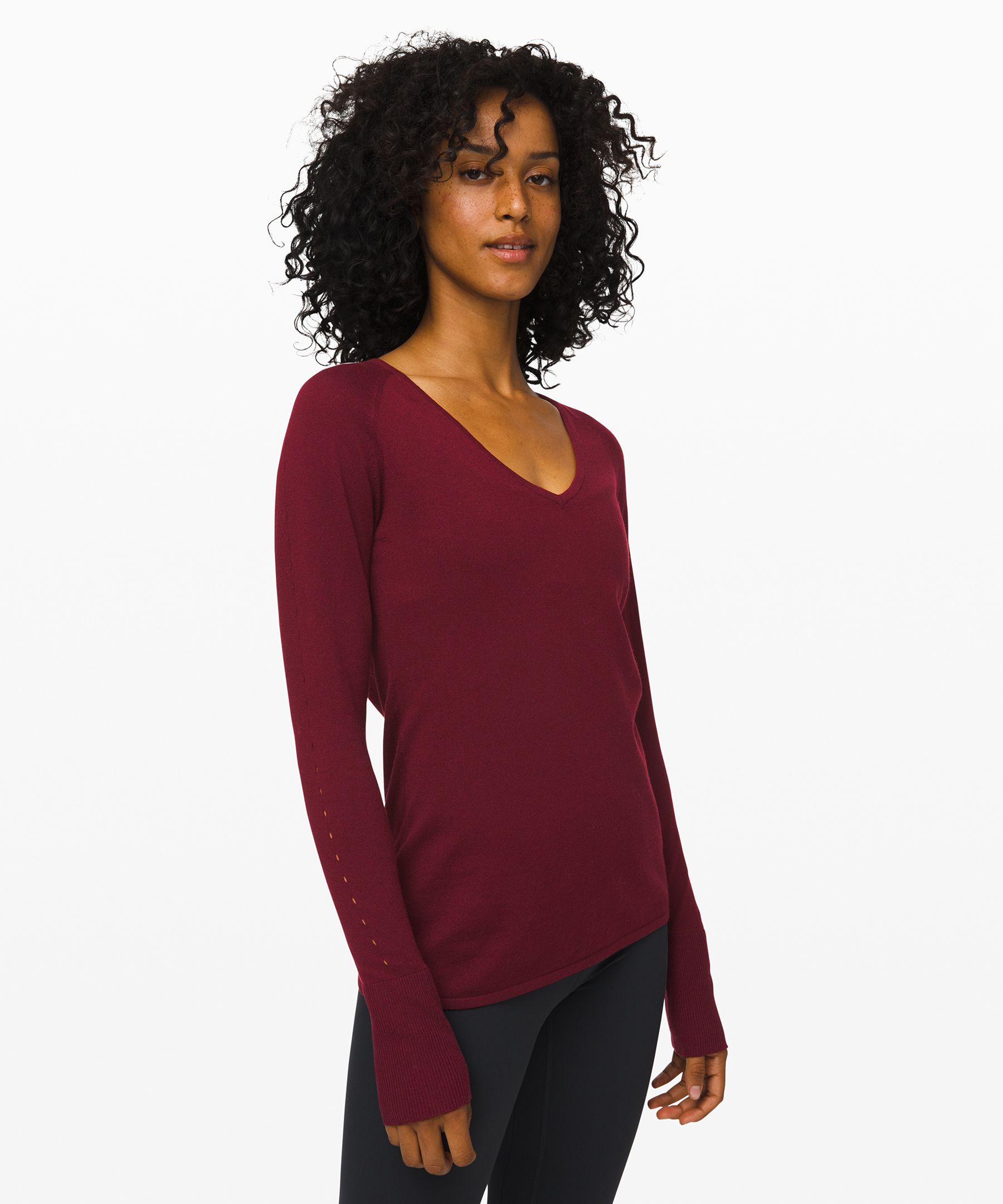 Lululemon Stand Steady V-neck Sweater *online Only In Deep Rouge