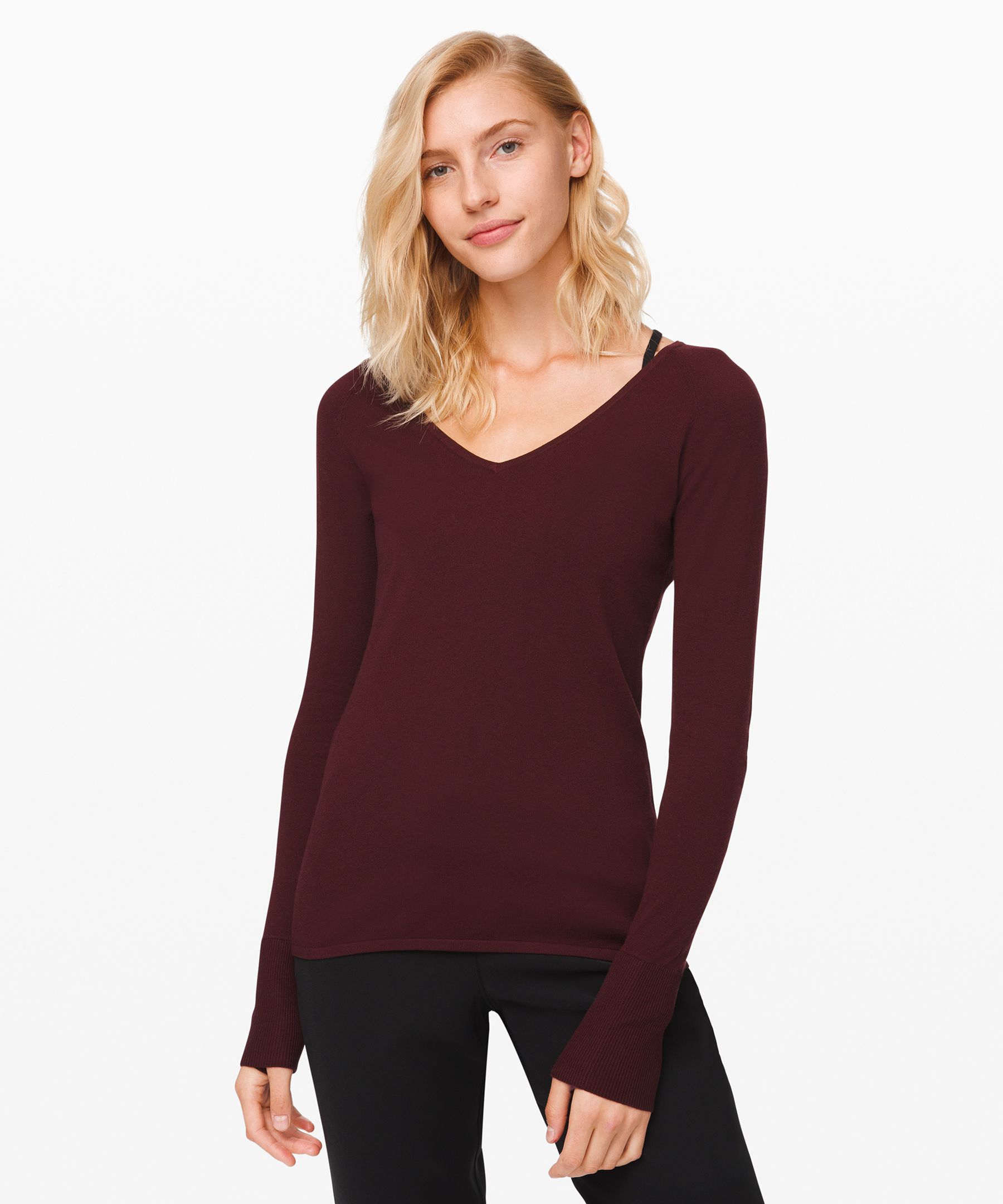 Lululemon Stand Steady V-neck Sweater *online Only In Garnet