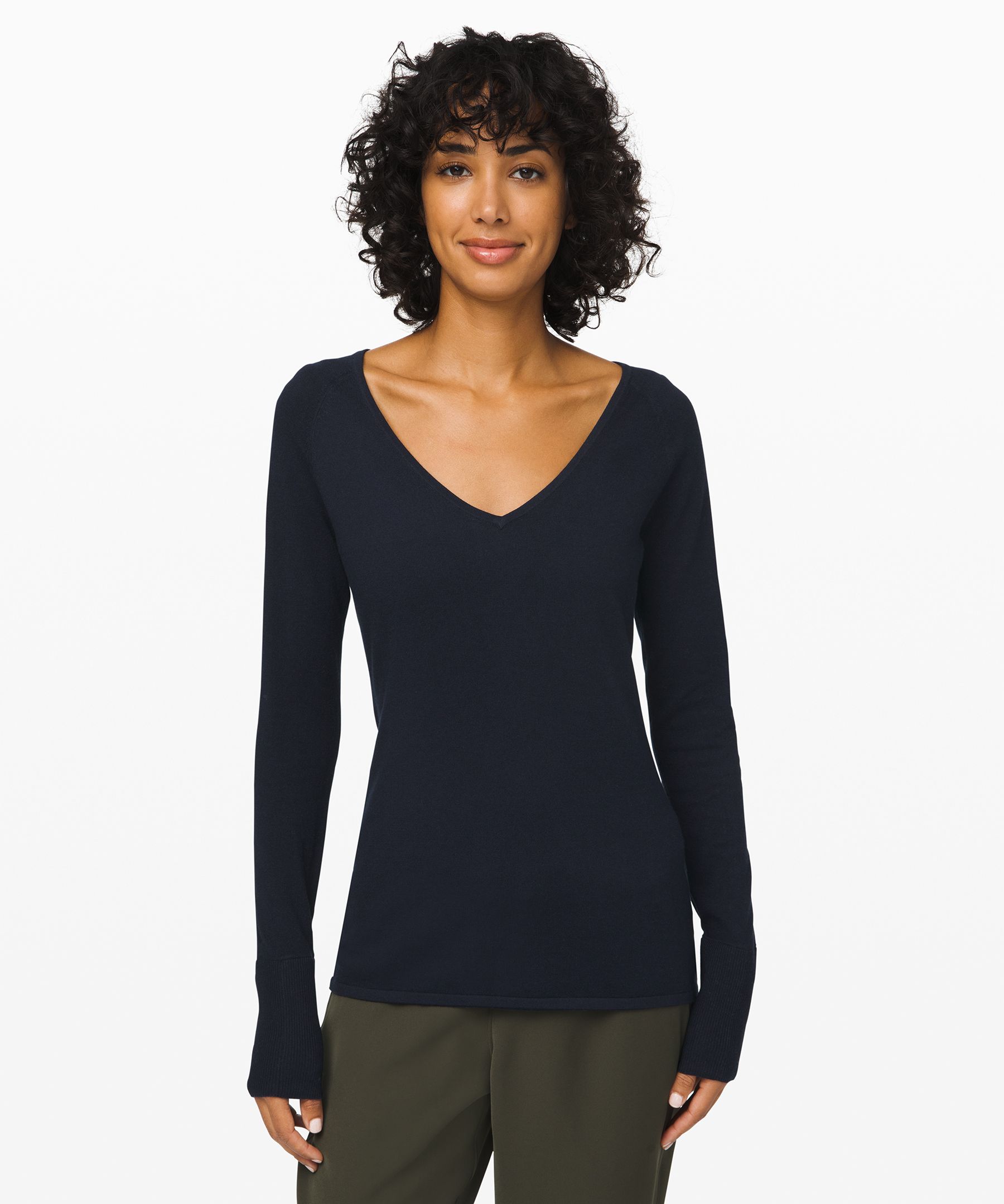 Lululemon Stand Steady V-neck Sweater *online Only In True Navy