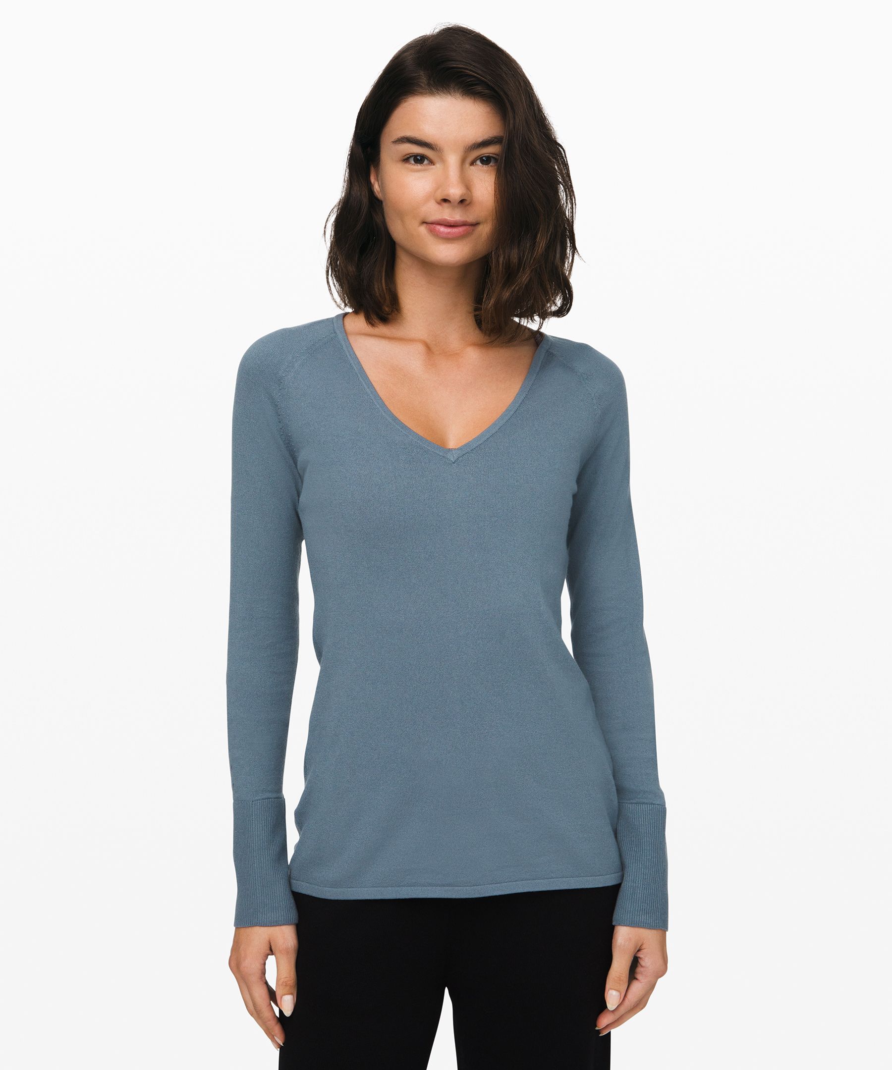 Lululemon Stand Steady V-neck Sweater *online Only In Blue Charcoal ...