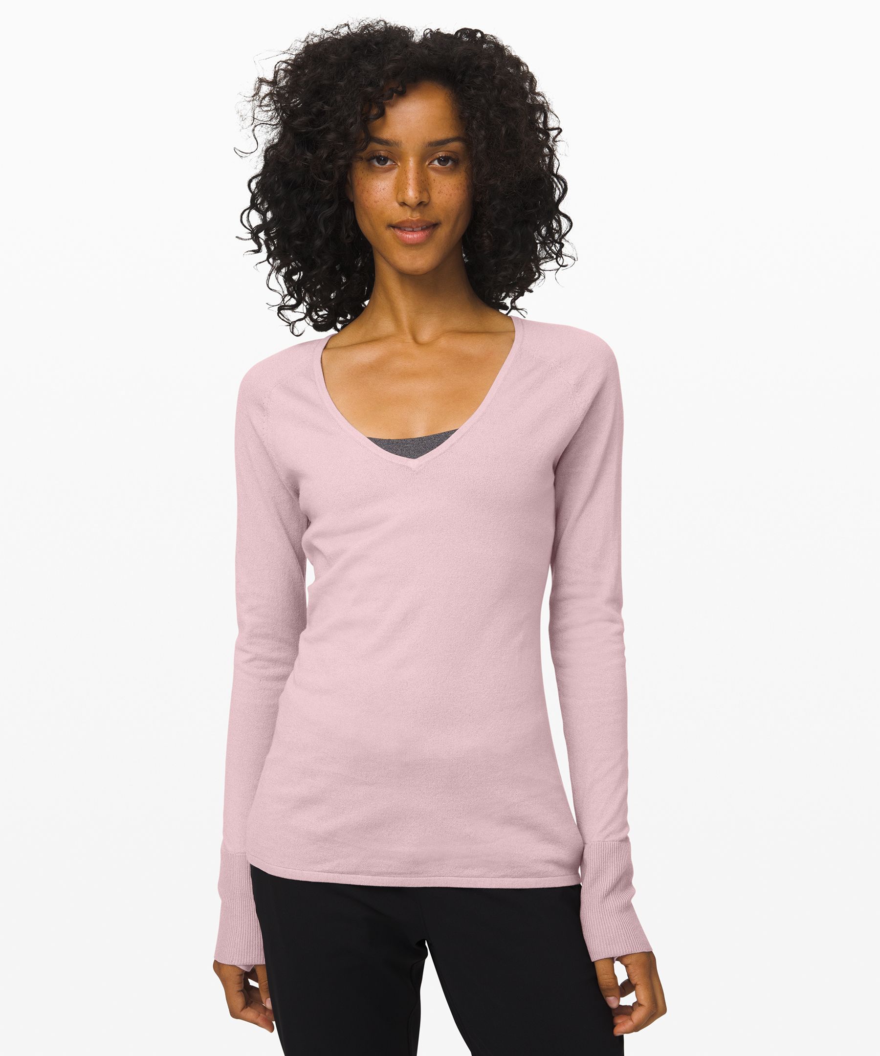 Lululemon Stand Steady V-neck Sweater *online Only In Smoky Blush