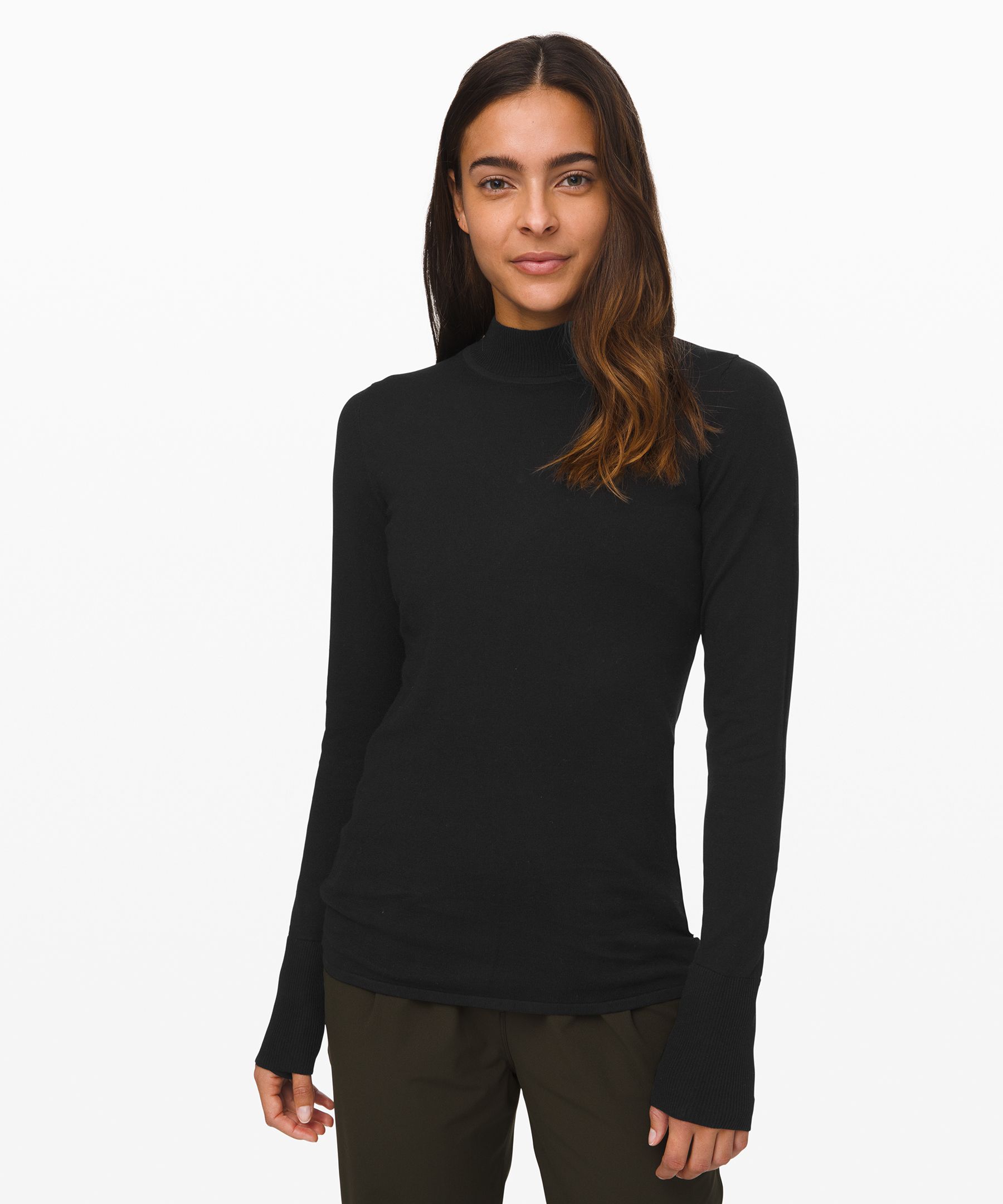 black Stand Steady Mock Neck Sweater Online Only