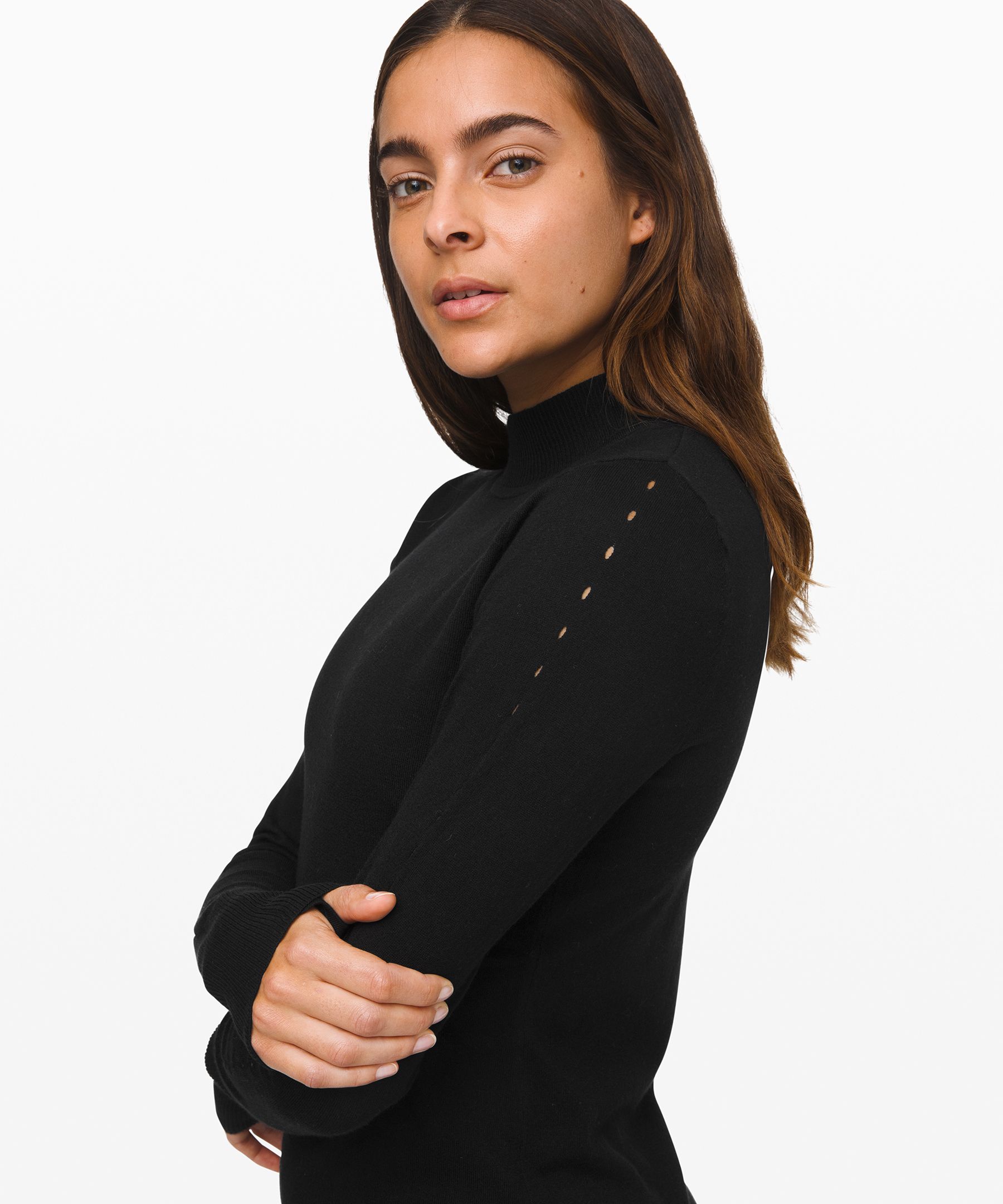 black Stand Steady Mock Neck Sweater Online Only