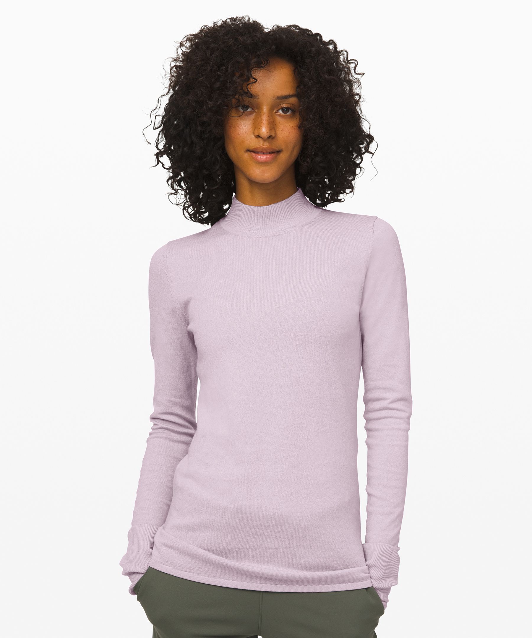 Silver Lilac Stand Steady Mock Neck Sweater Online Only