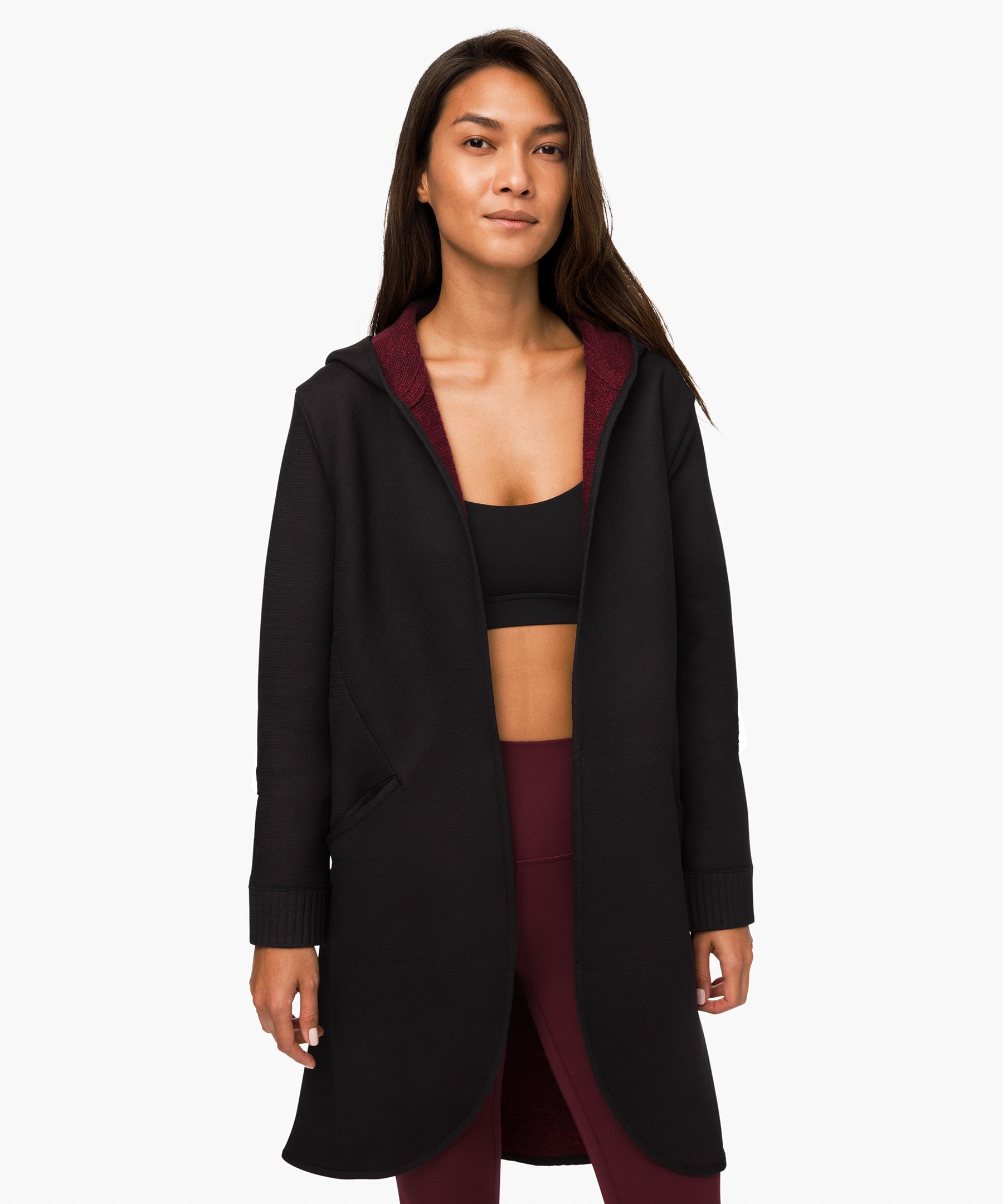 Lululemon All Afternoon Cardigan In Heathered Deep Rouge/black