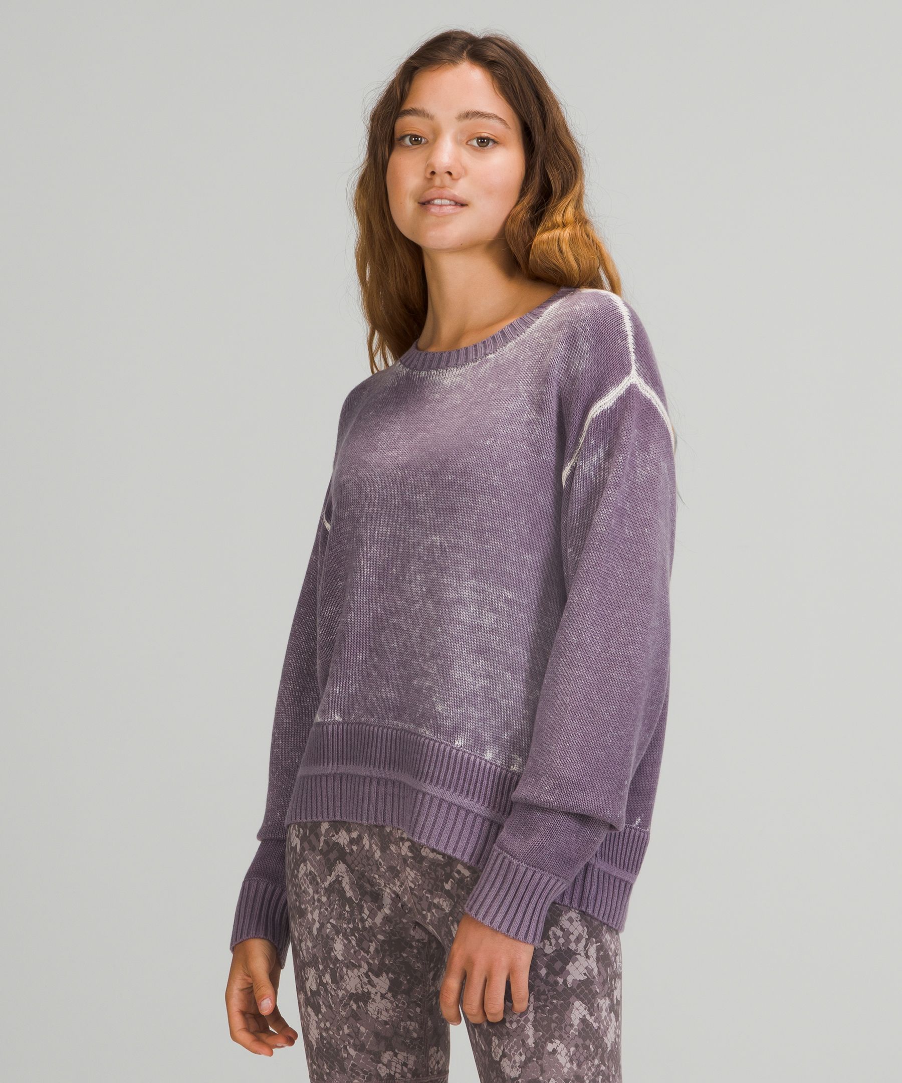 Lululemon Hazy Day Sweater In White Opal/dusky Lavender