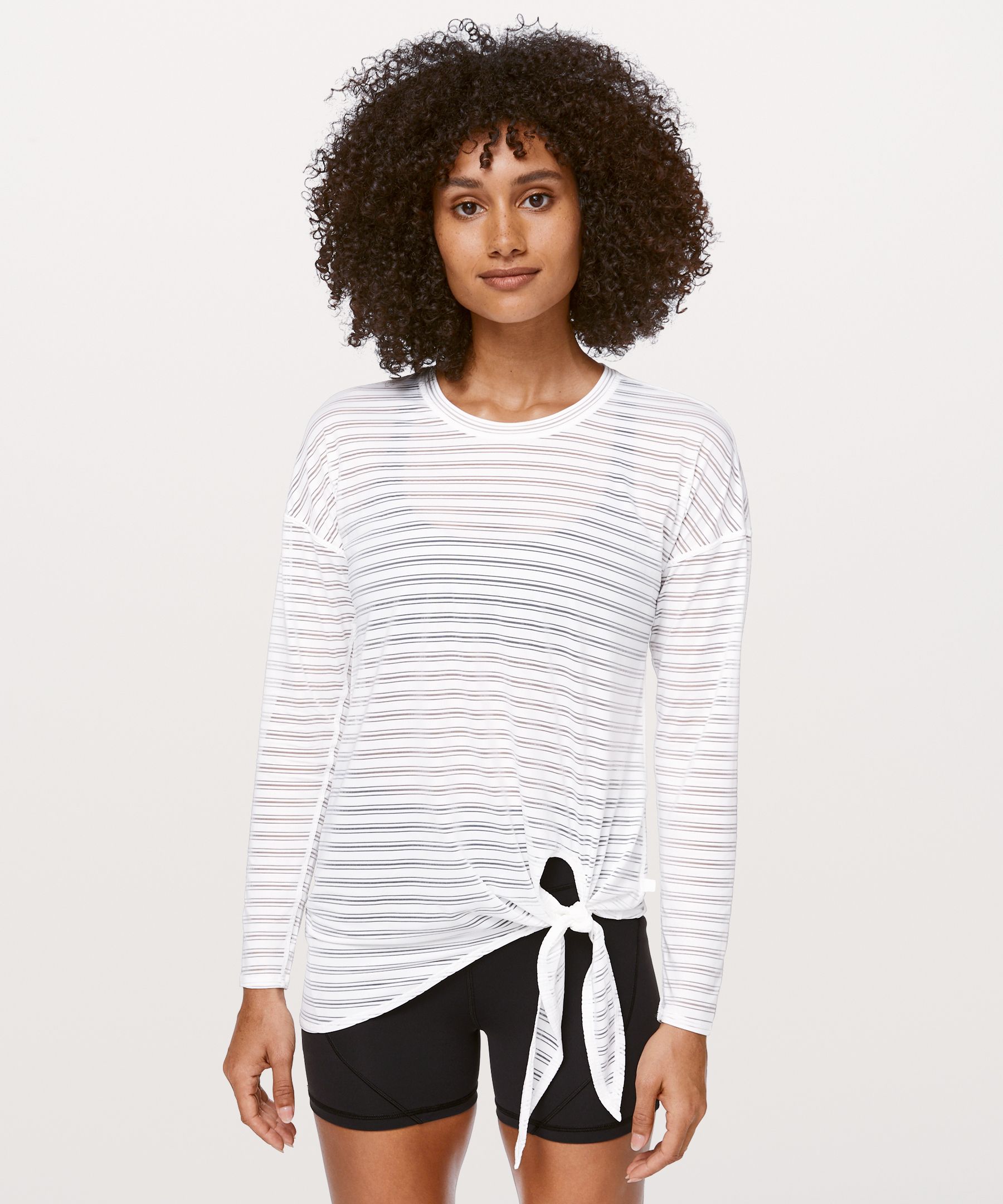 Lululemon Tie Your Practice Long Sleeve *stripe In White