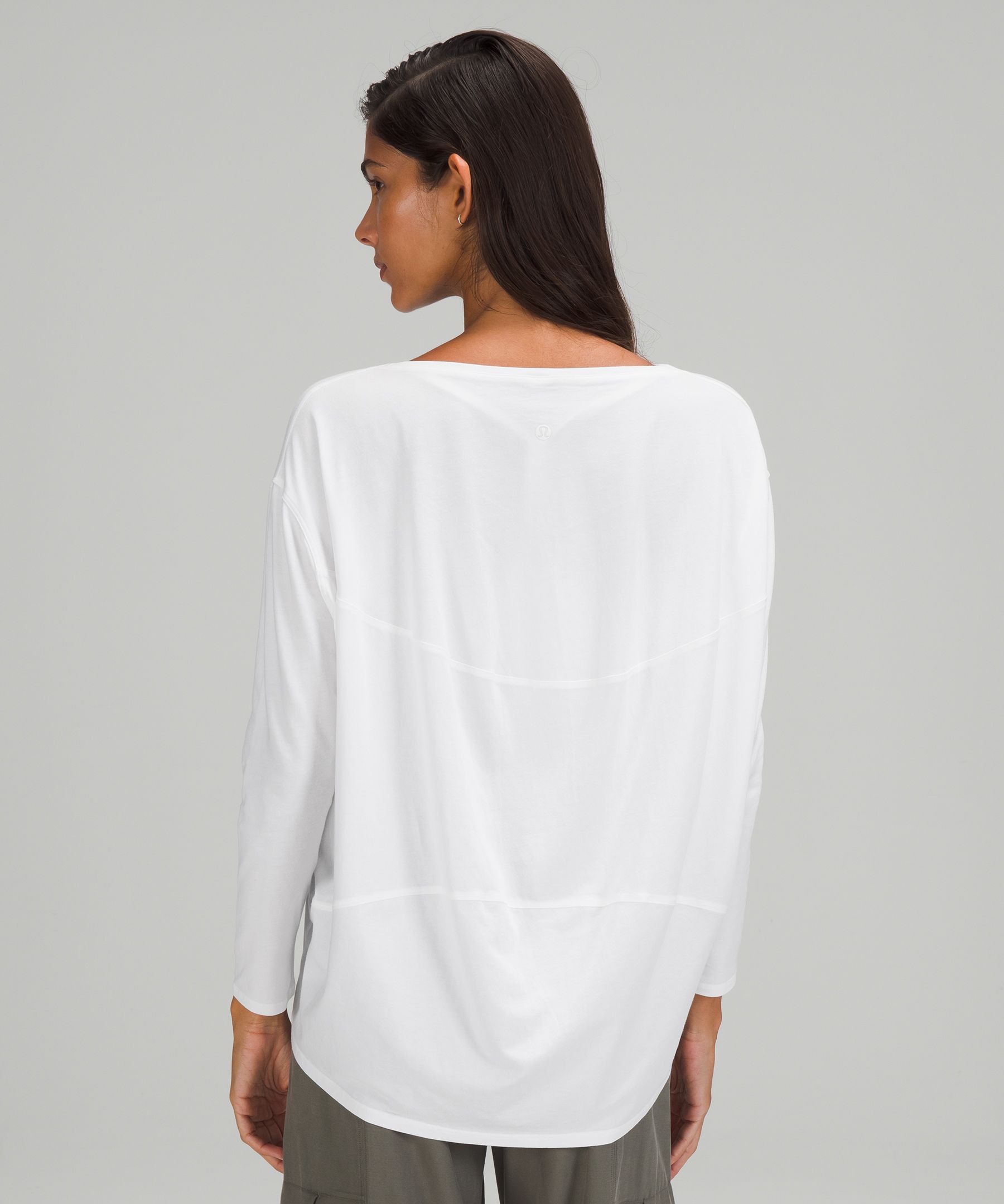 Lululemon Back in Action Long-Sleeve Shirt - White/Neutral - Size 6 Pima Cotton Fabric