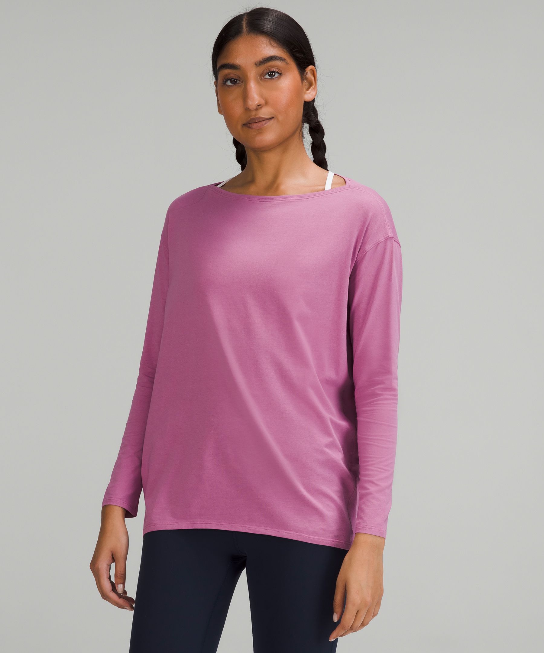 Lululemon Back in Action Long Sleeve Shirt - Pink Pima Cotton Fabric