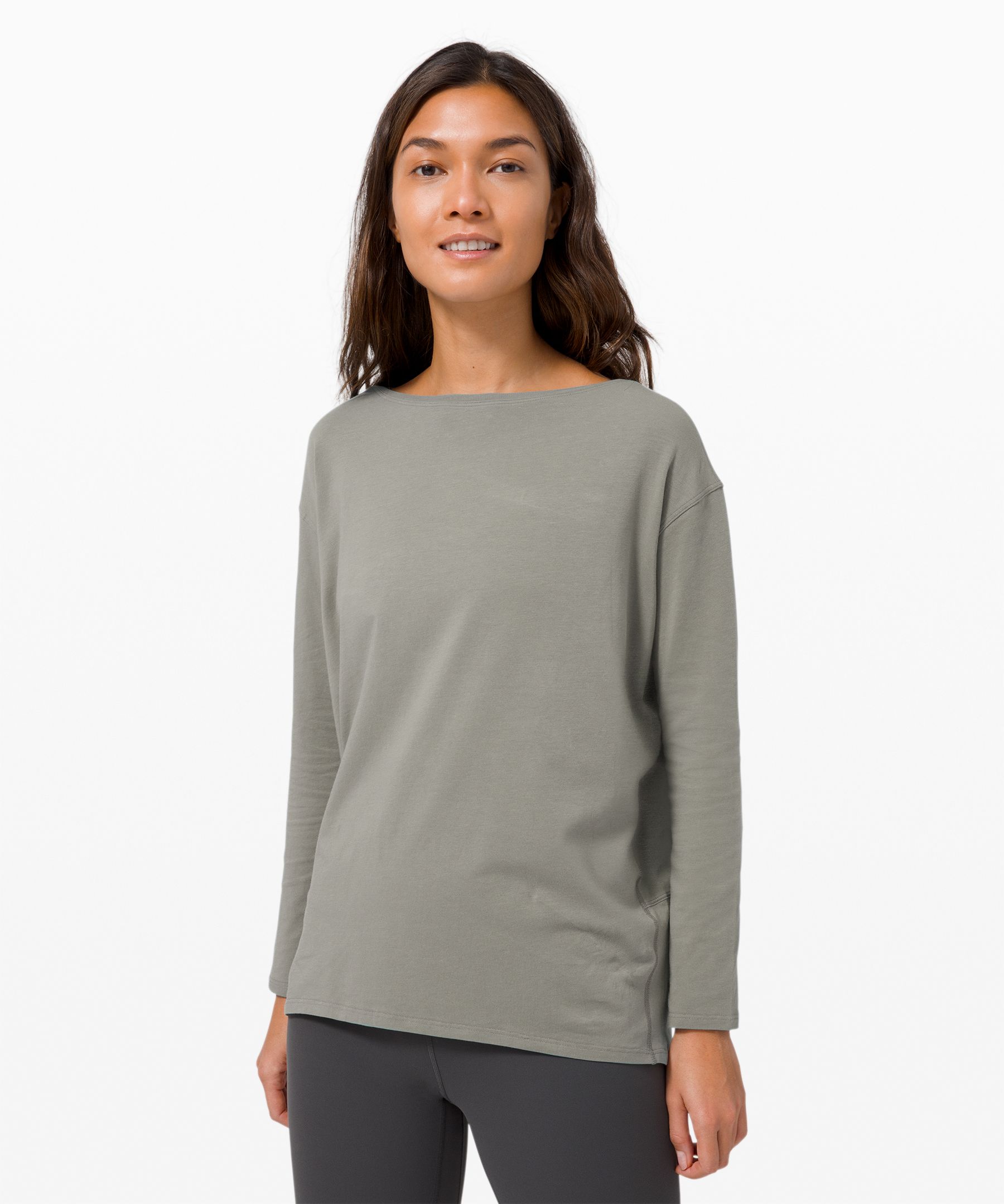 Lululemon Back In Action Long Sleeve In Grey