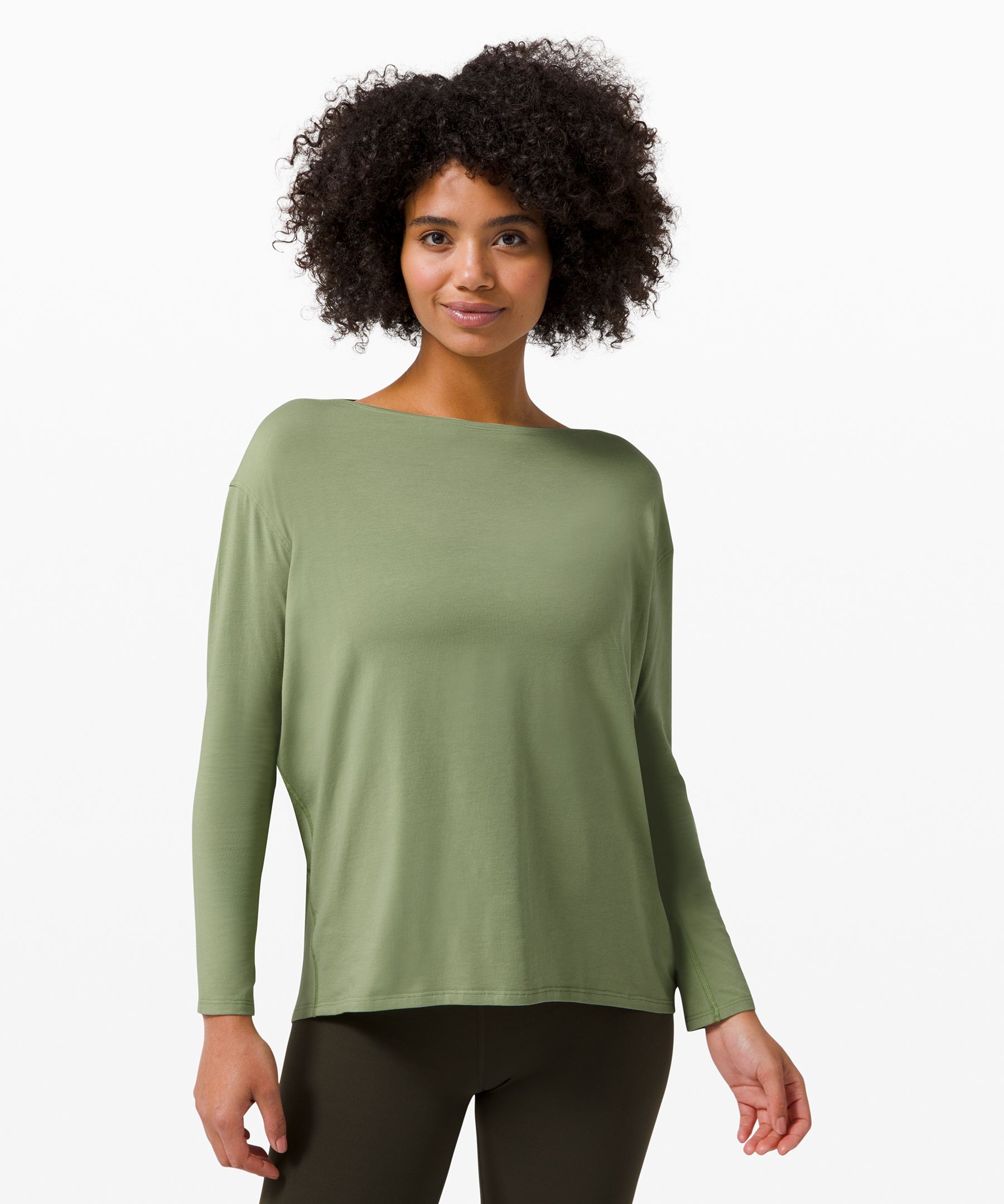 Lululemon Back In Action Long Sleeve In Green