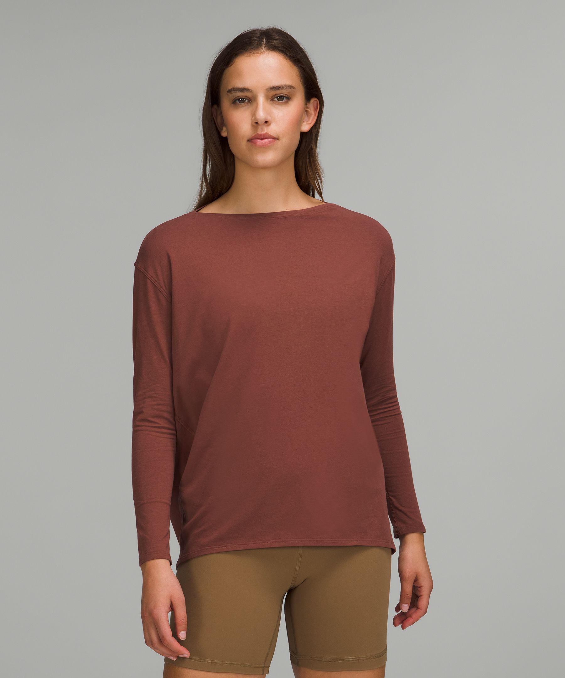 lululemon Back In Action Long Sleeve Shirt -Grey (Tops,T-shirts