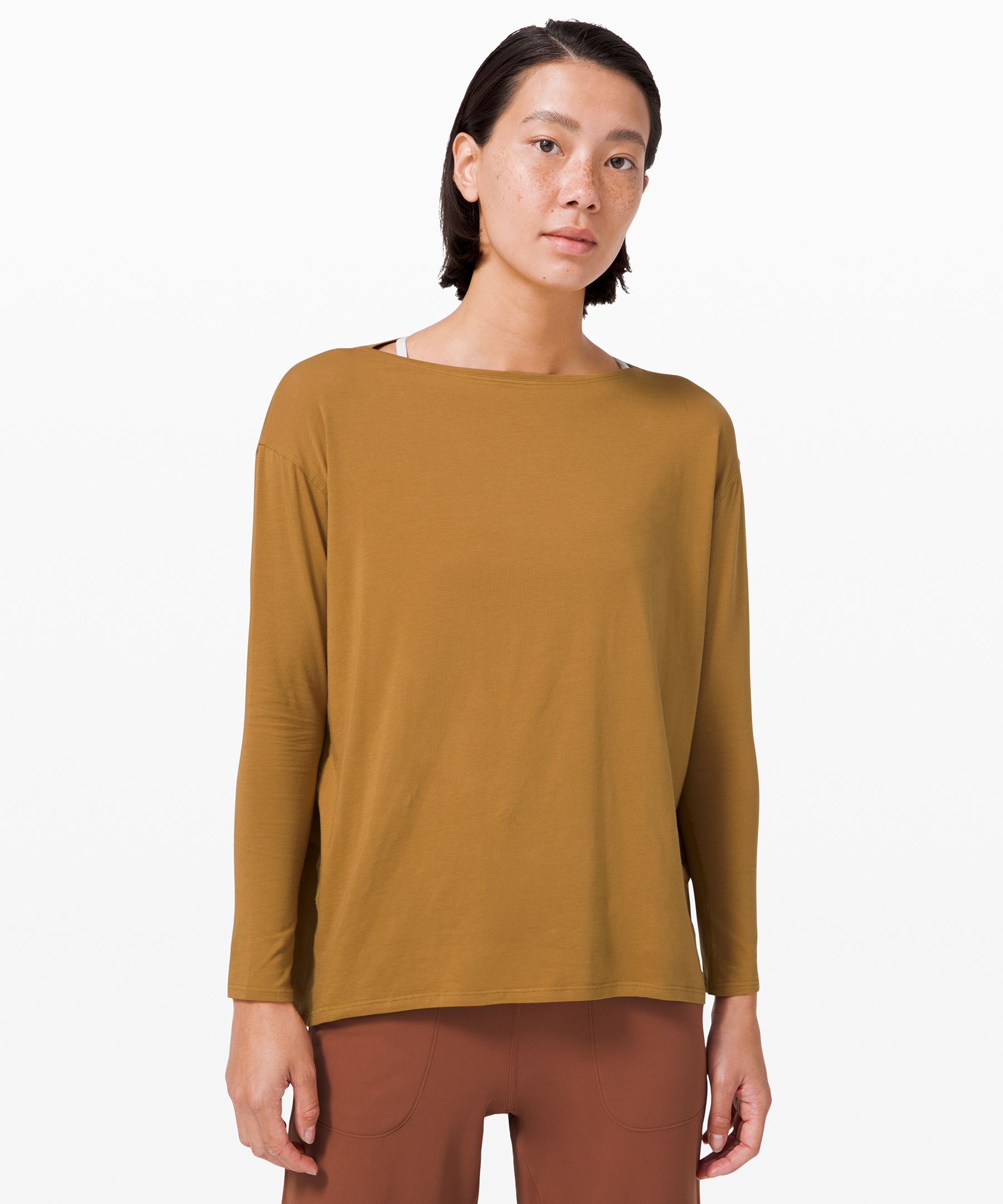 Lululemon Back In Action Long Sleeve In Yellow