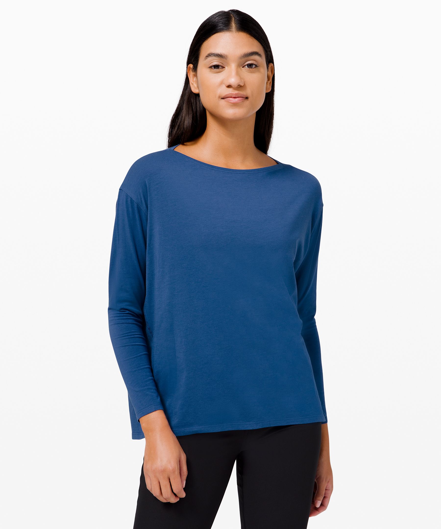 Lululemon Back In Action Long Sleeve In Blue