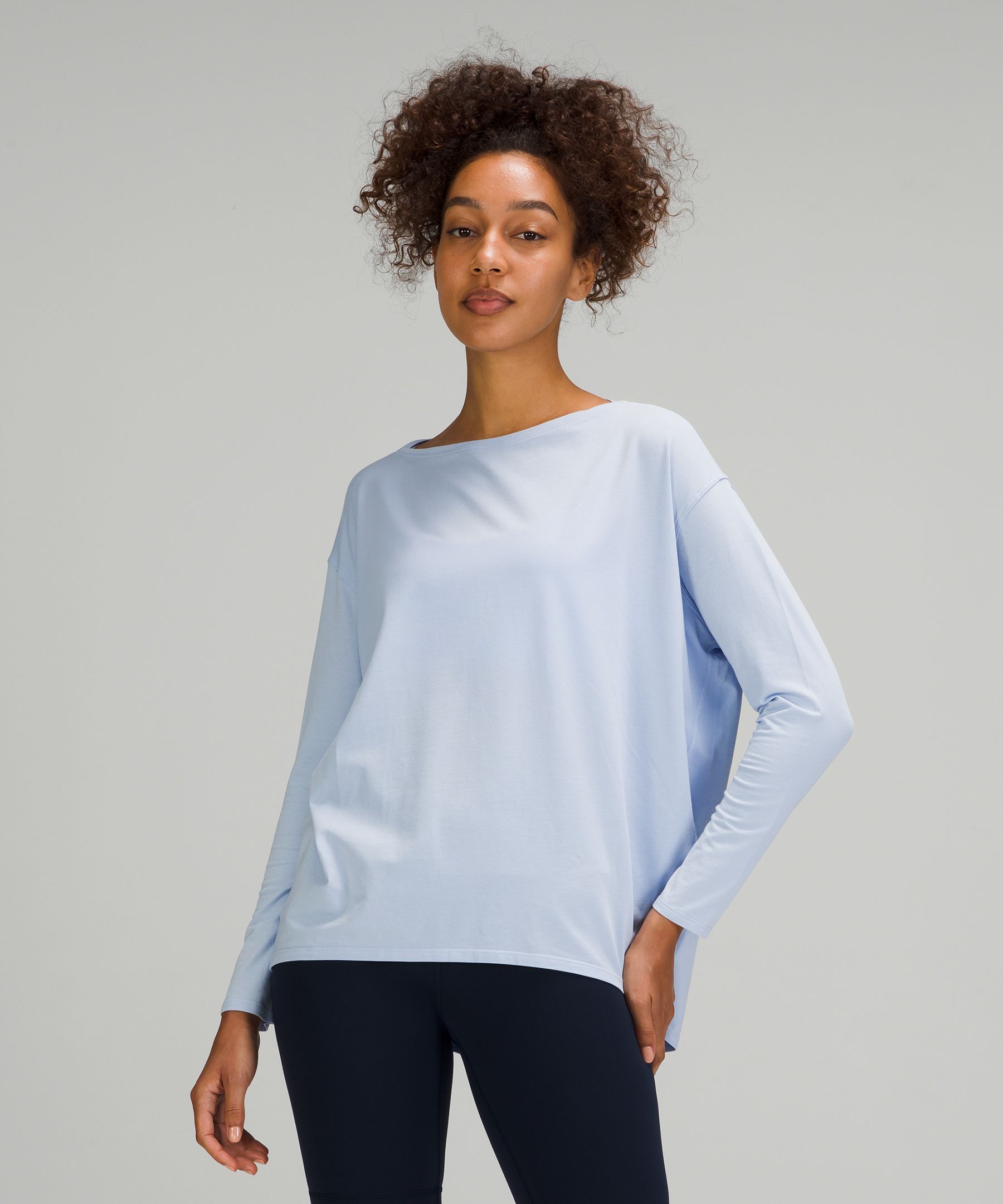 Lululemon Back In Action Long Sleeve Shirt In Blue Linen