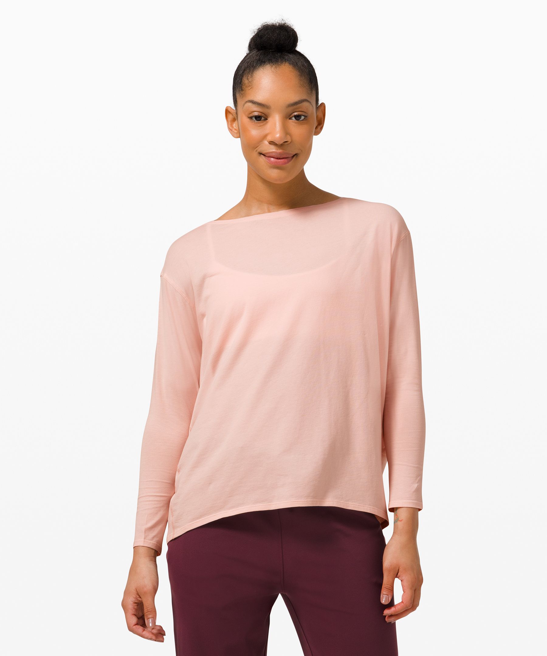 Lululemon Back In Action Long Sleeve Shirt In Pink Mist